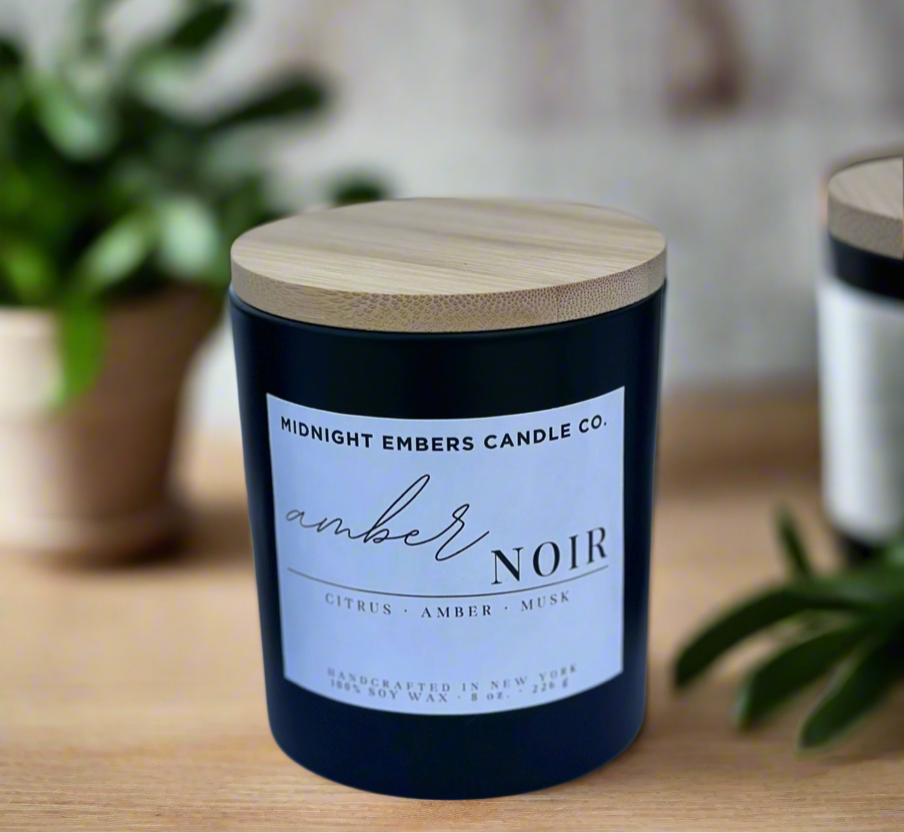 Amber Noir | Hand poured | Black Matte | Soy Candle 8 oz. |