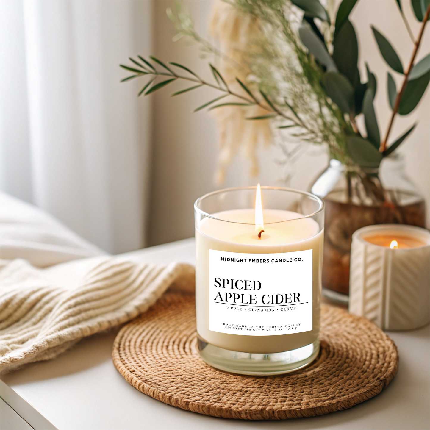 Spiced Apple Cider 8 oz. Candle | Hand Poured Bamboo Lid