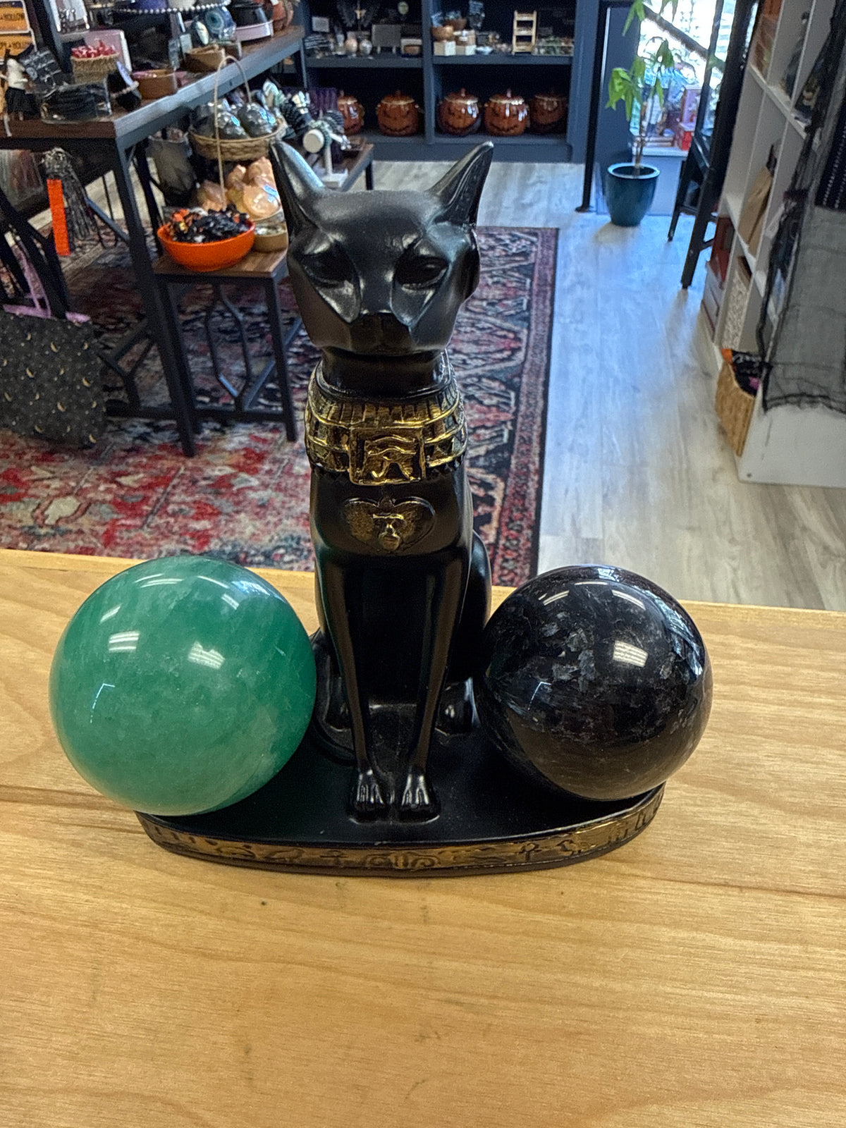 Bastet Egyptian Cat Double Sphere Holder
