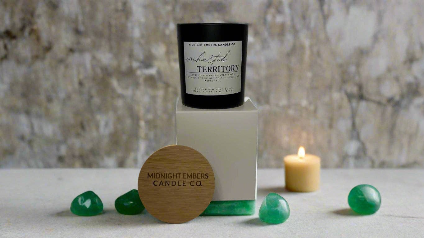 Uncharted Territory Crystal Candle | Hand Poured | Soy Wax