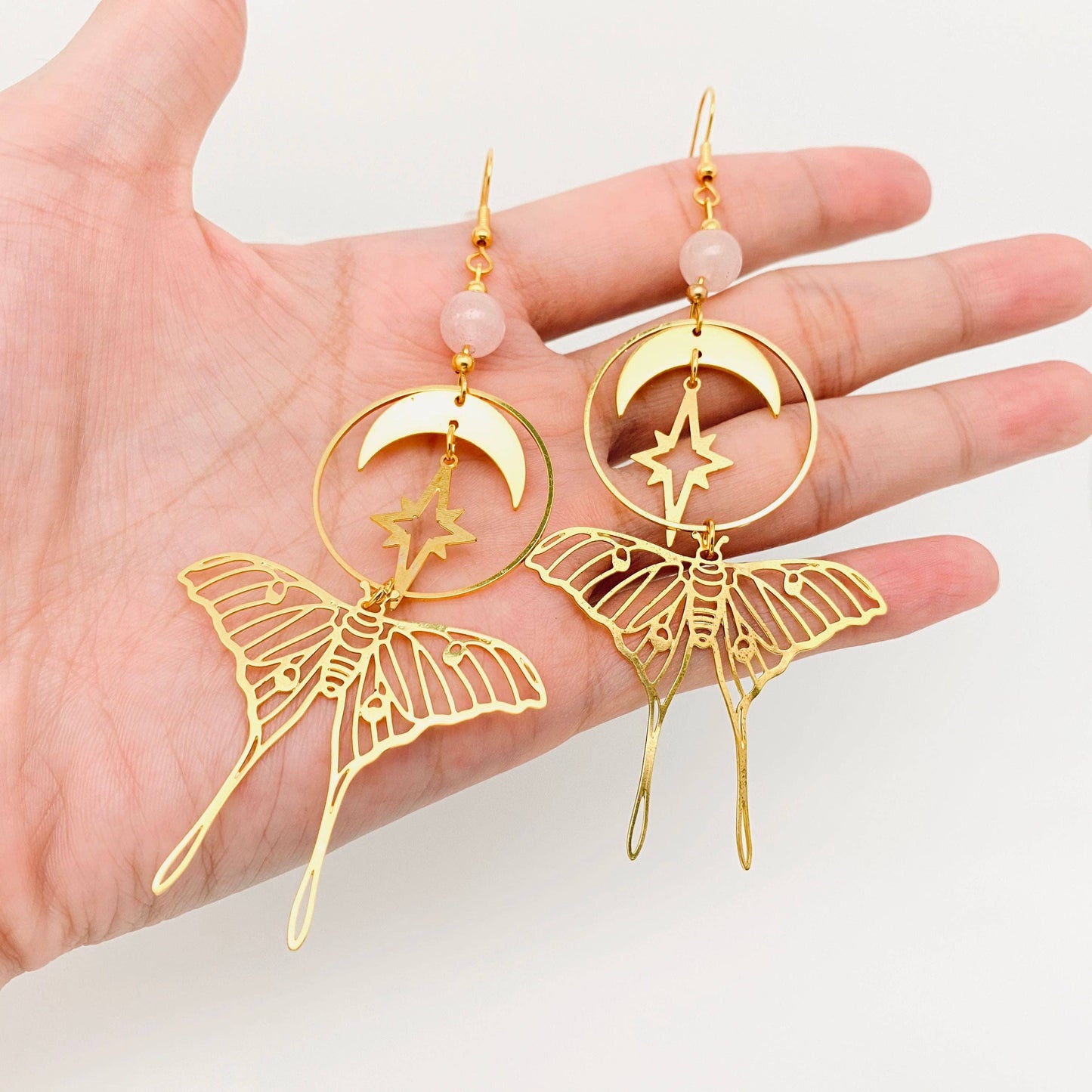 Stars and Moon Moths Bohemian Earrings