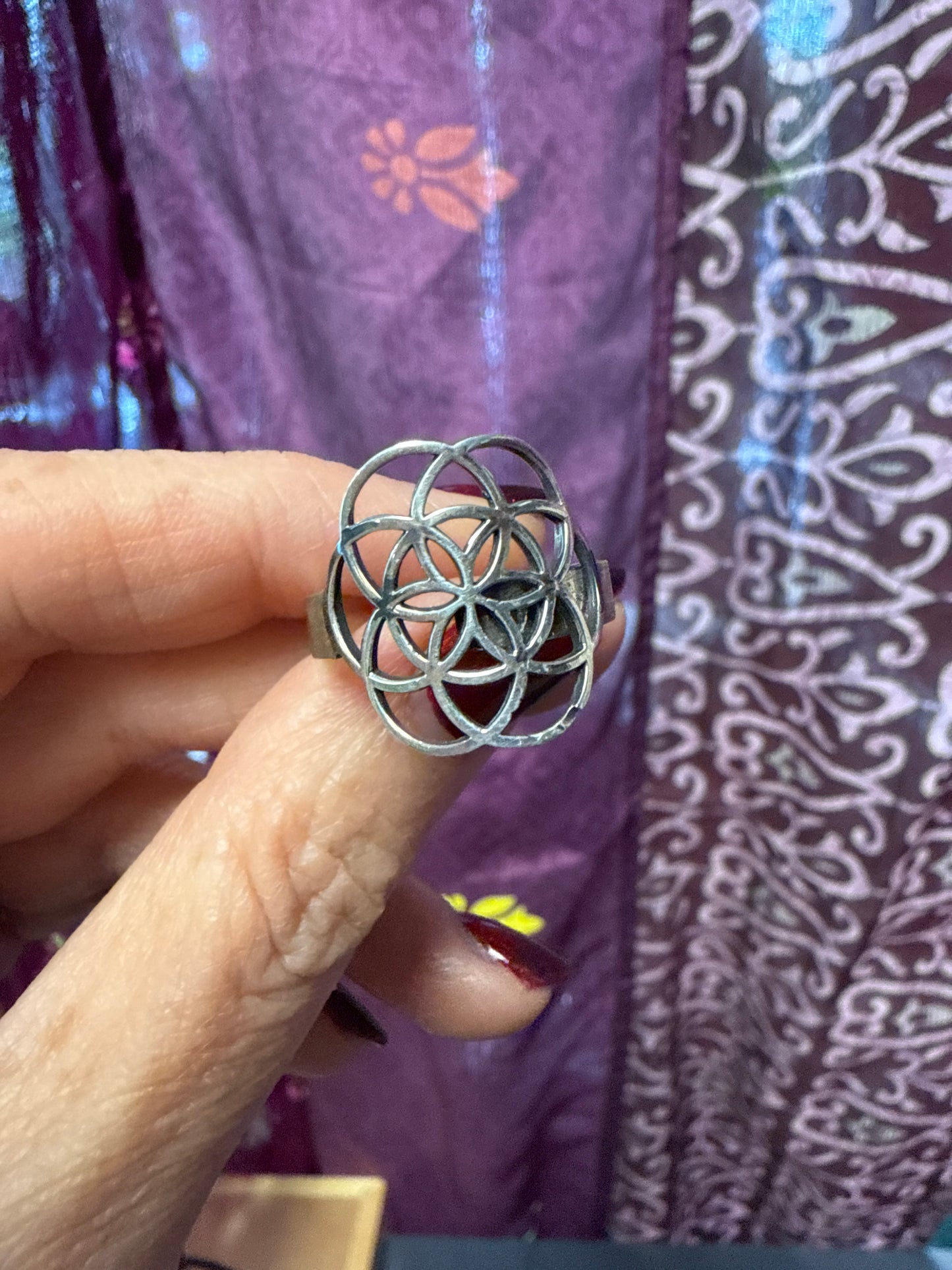 Mandala Flower of Life | 925 Sterling Silver Ring | Adjustable