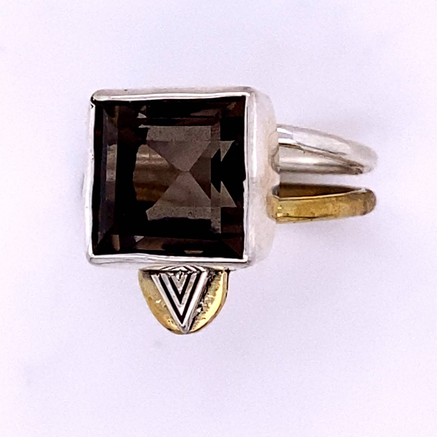 Smoky Quartz Golden Boho Unisex Ring