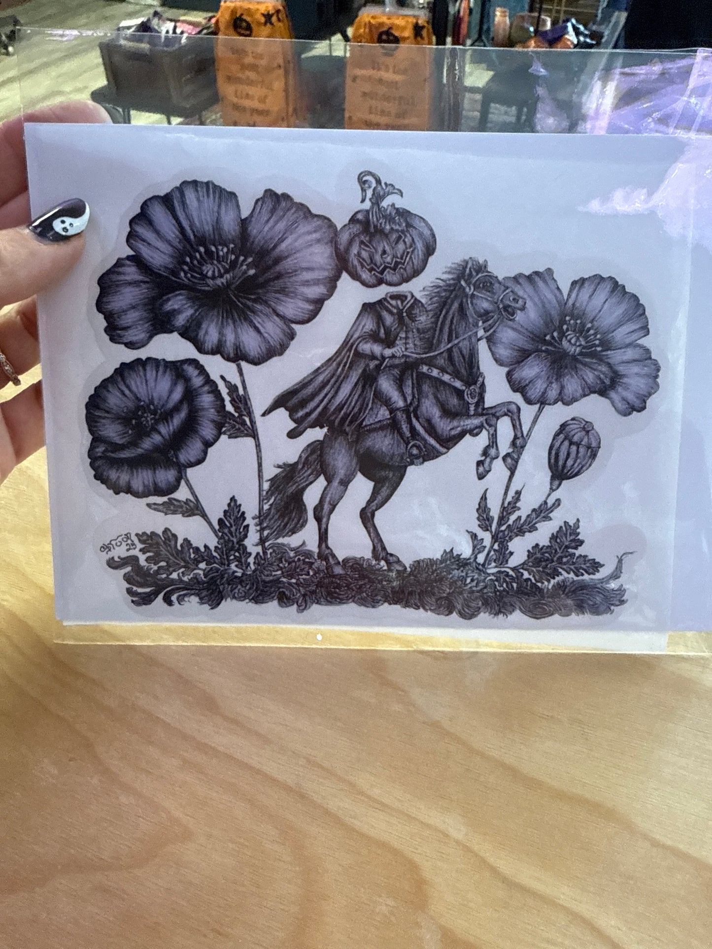 Headless Horseman Water Bottle Wrap Sticker | Art by Shroon