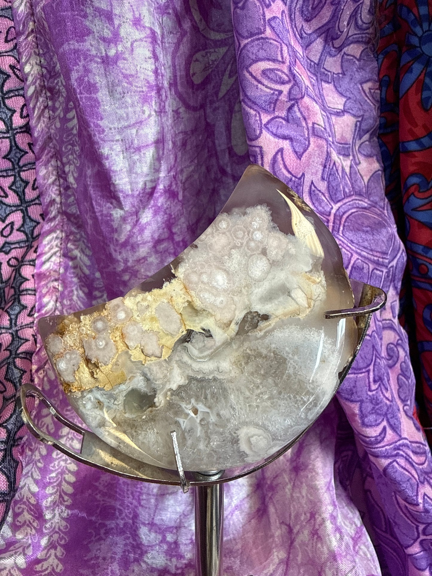 Flower Agate Moon with Stand - Cozy Coven