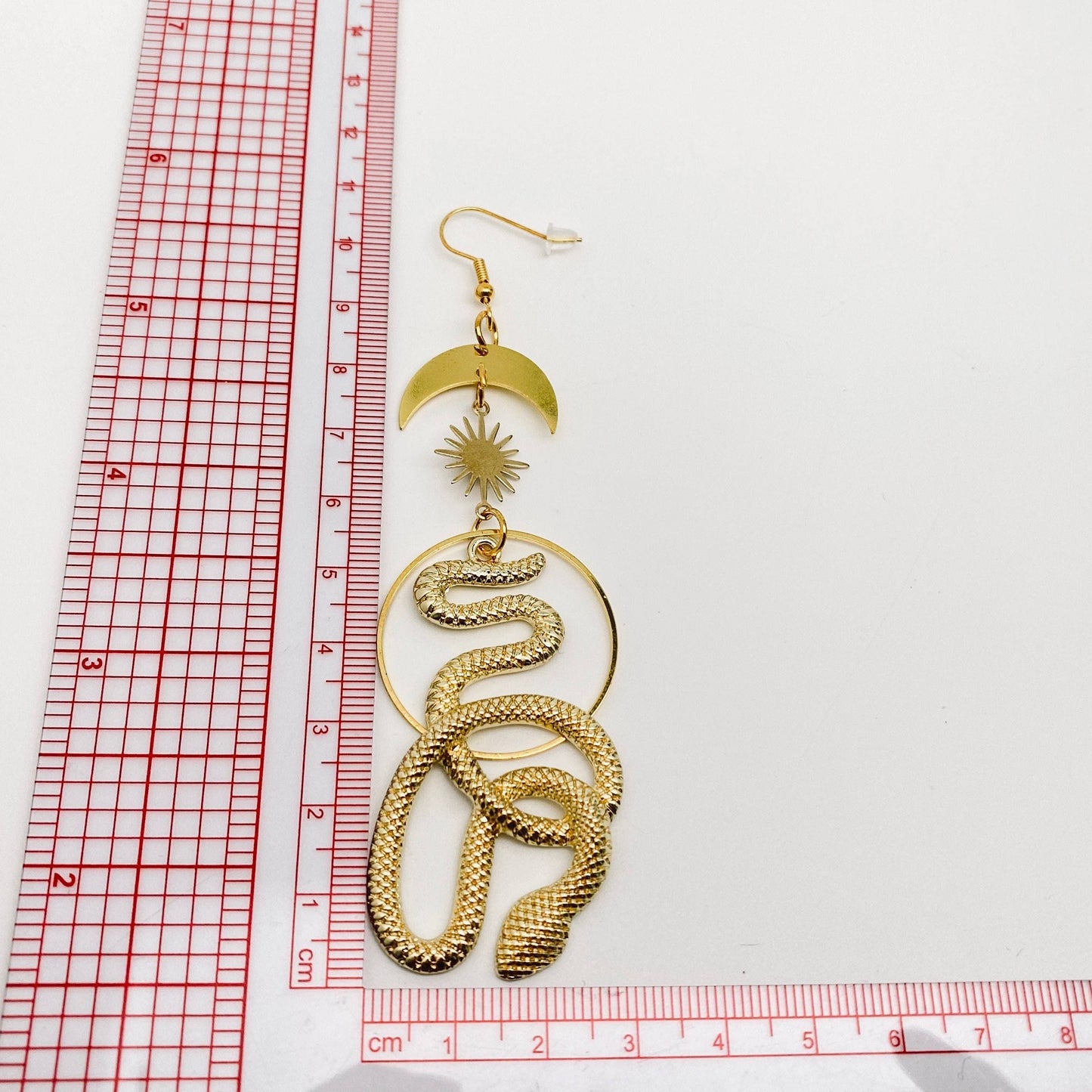 Star Moon Snake Pendant Earrings
