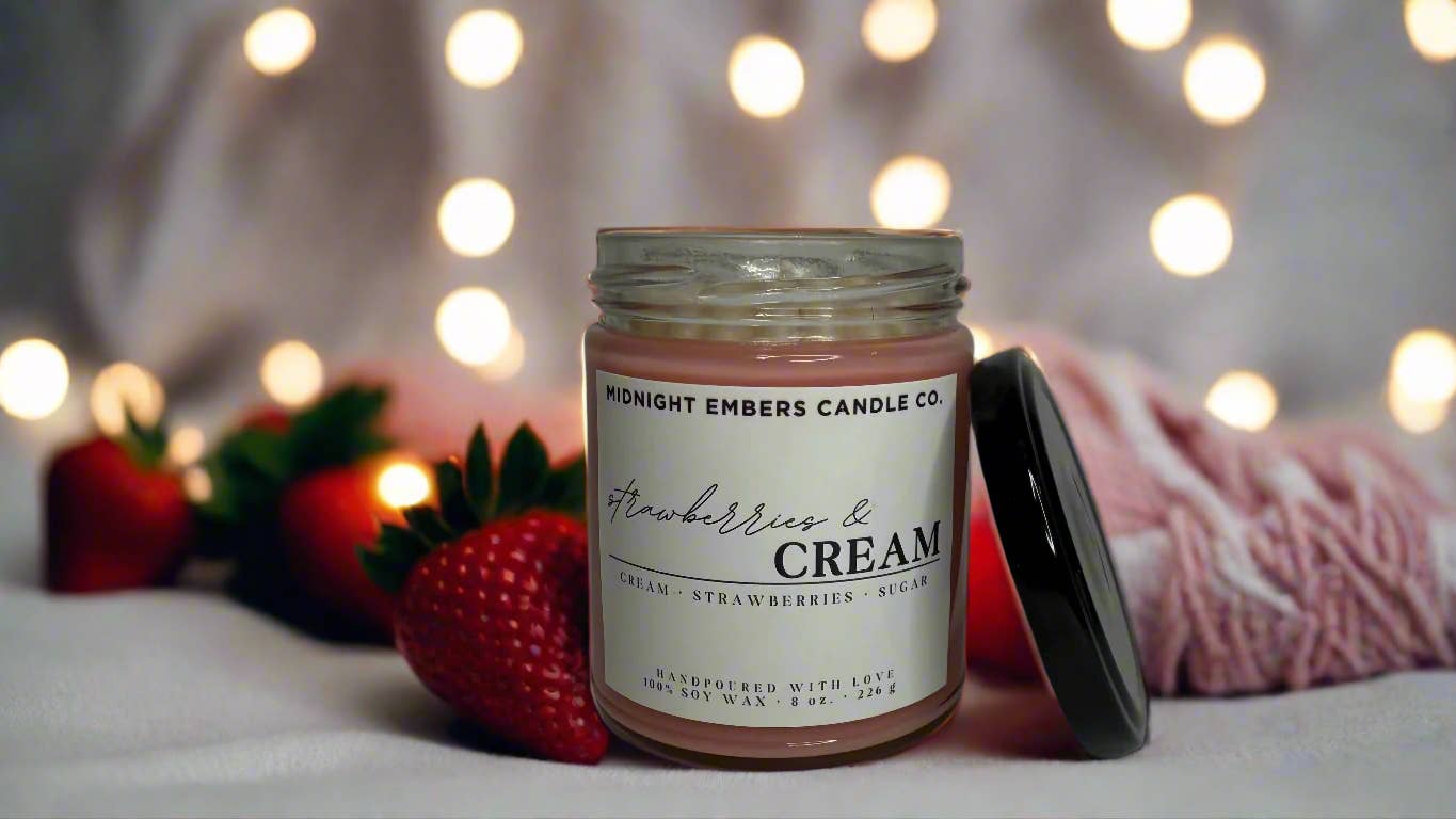 8 oz. | Strawberries & Cream | Clear Jar | Soy Wax