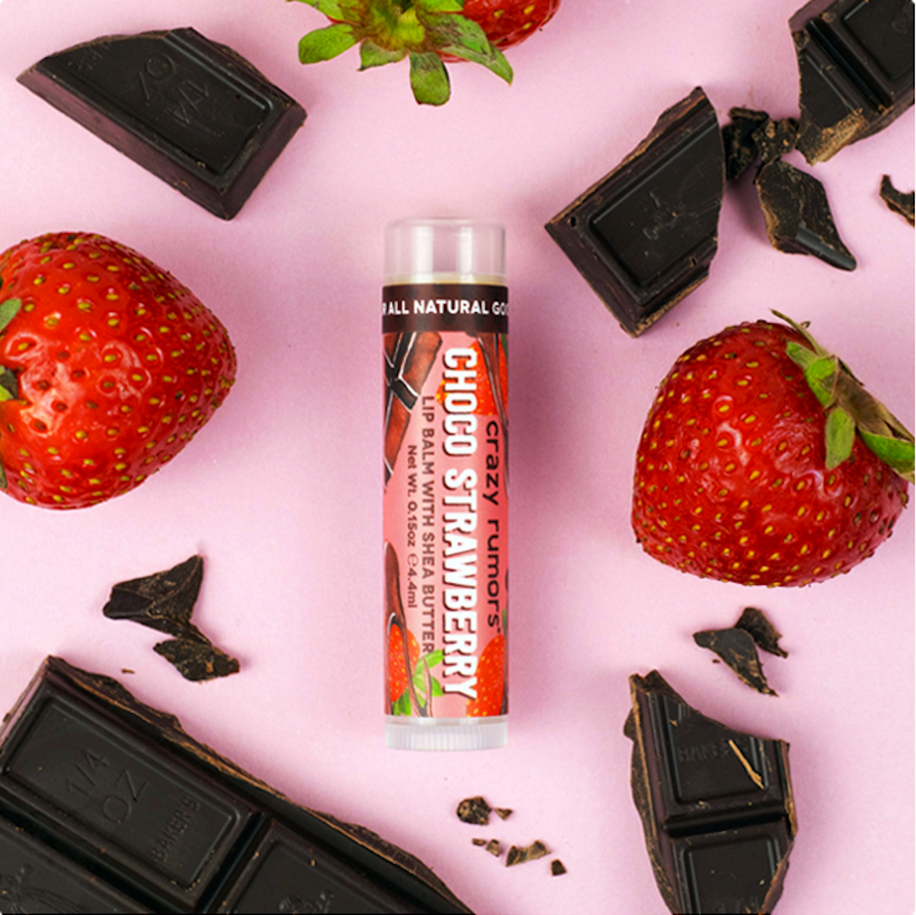 All Natural, Vegan Choco Strawberry Lip Balm