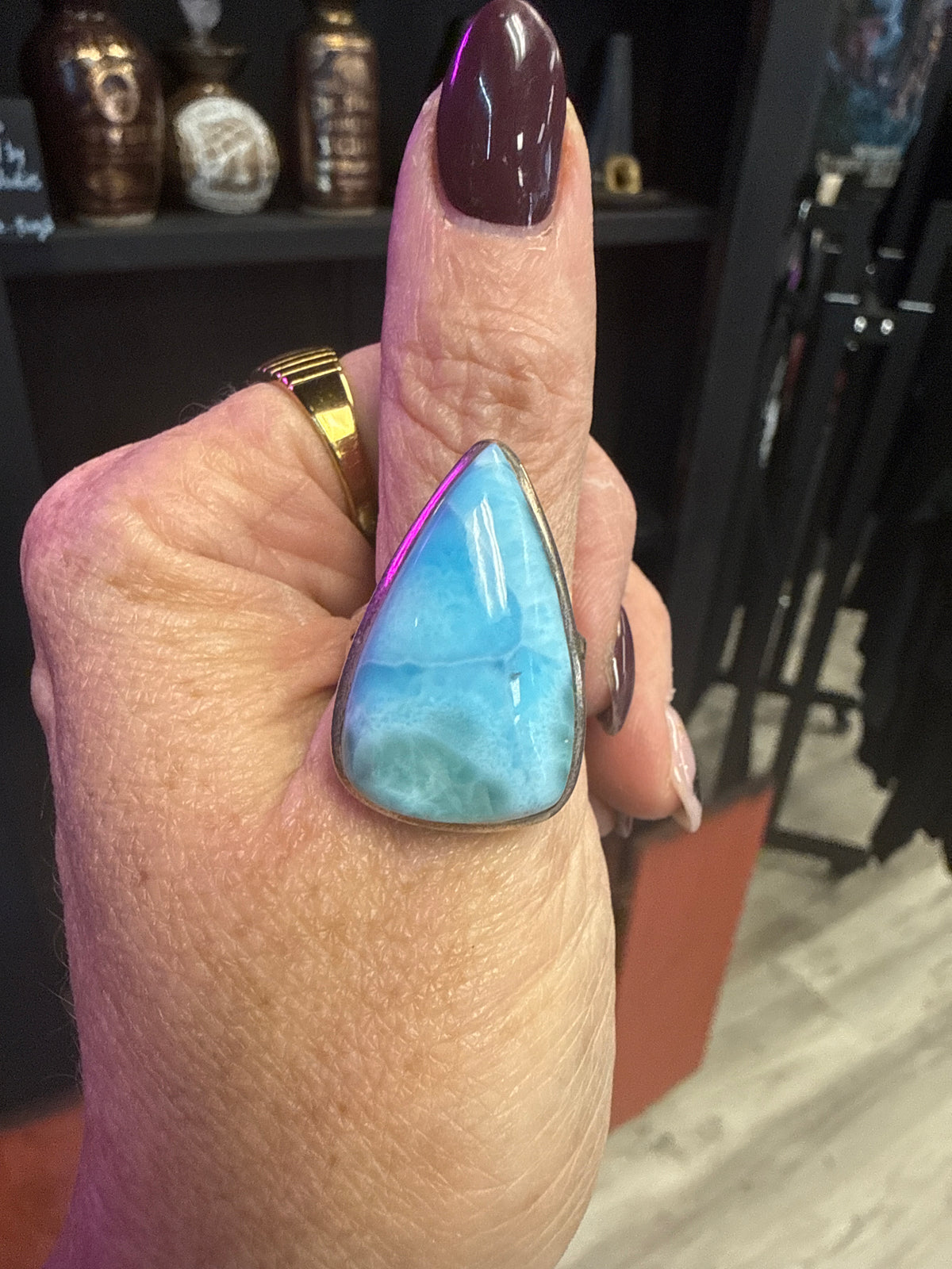 Larimar 925 Silver Ring