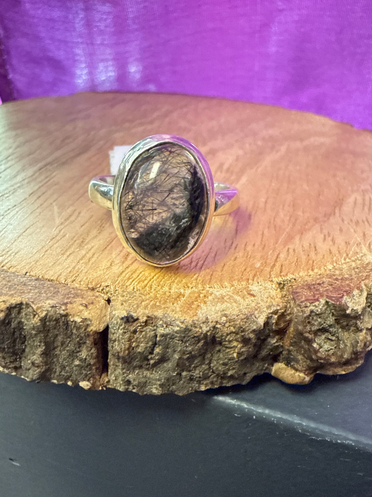 Tourmalinated Quartz Ring | 925 Silver