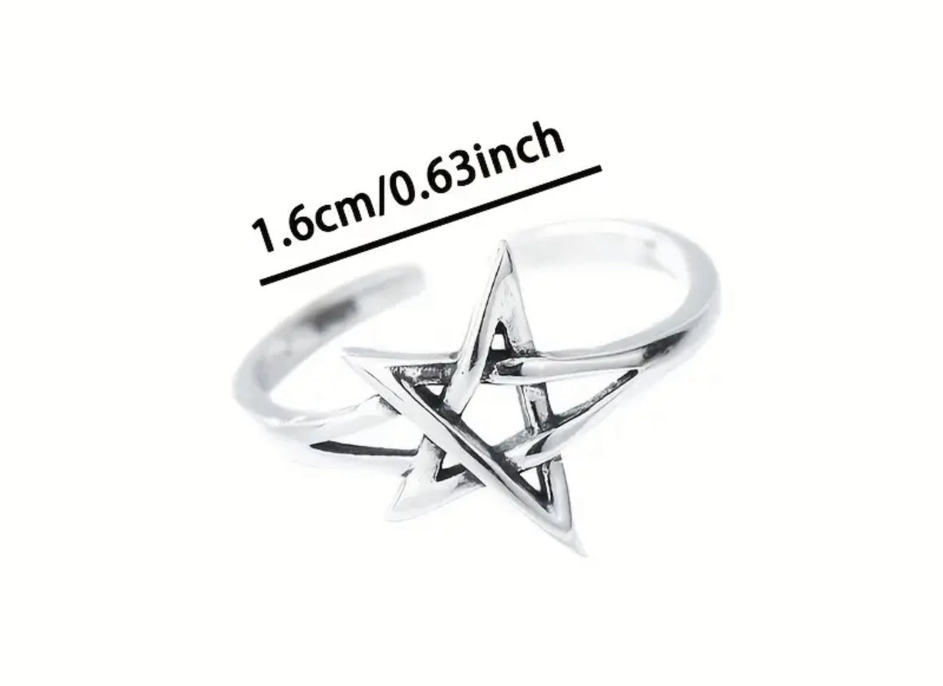 5 Pointed Star Ring | Pentacle |925 Silver Adjustable