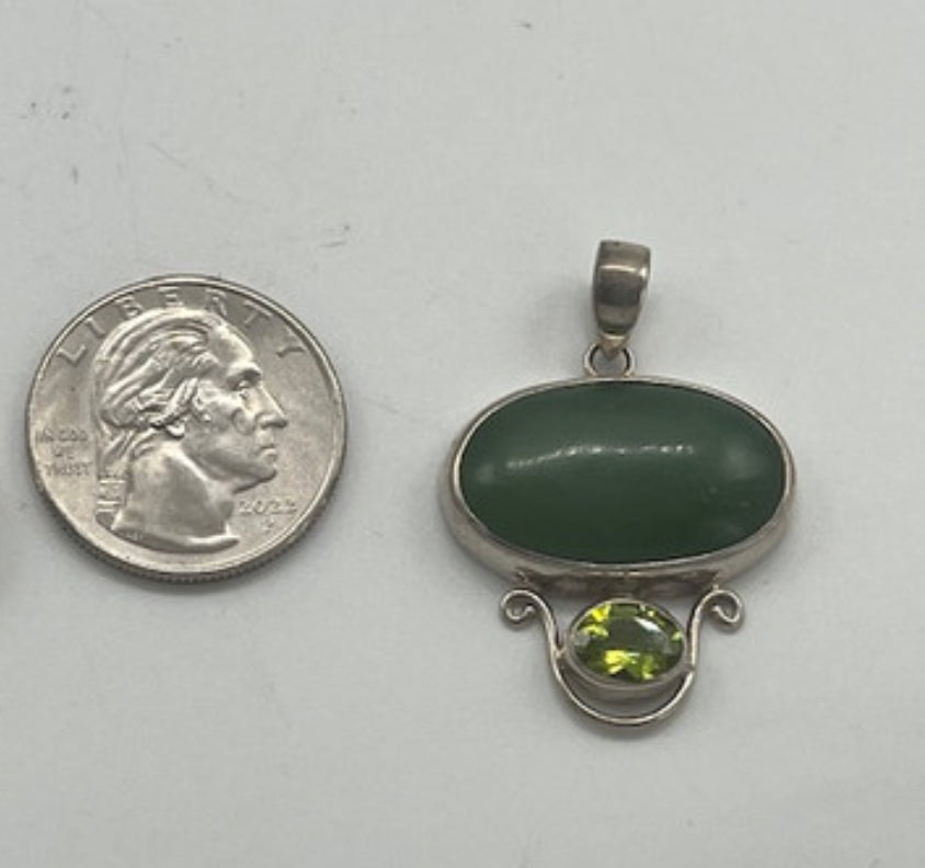 Nephrite Jade with Peridot Pendant