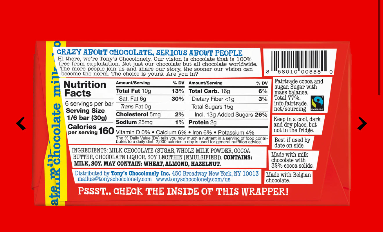 Tony’s Chocoloney 32% Milk Chocolate Bar