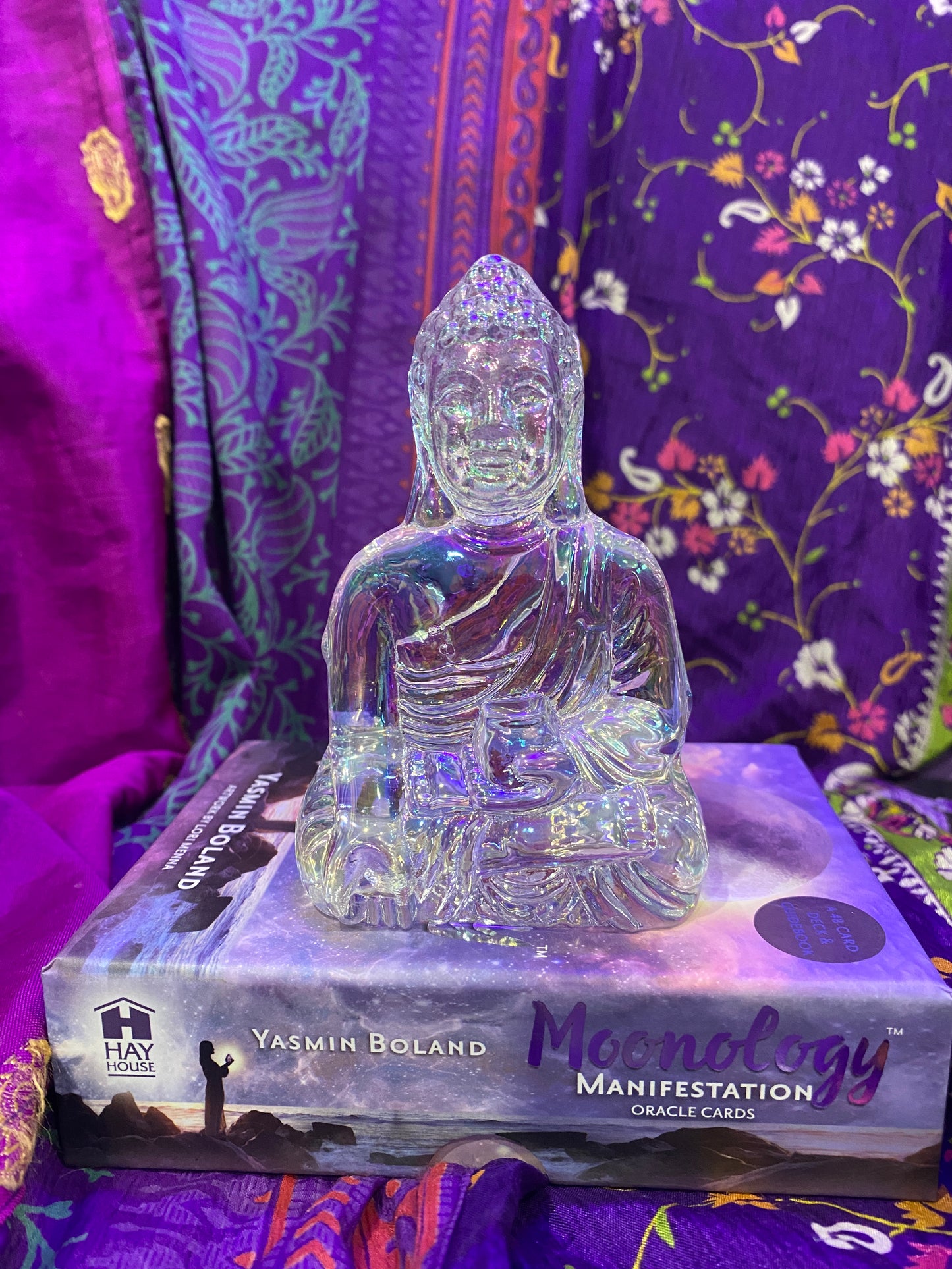 Clear Quartz Aura Sitting Buddha