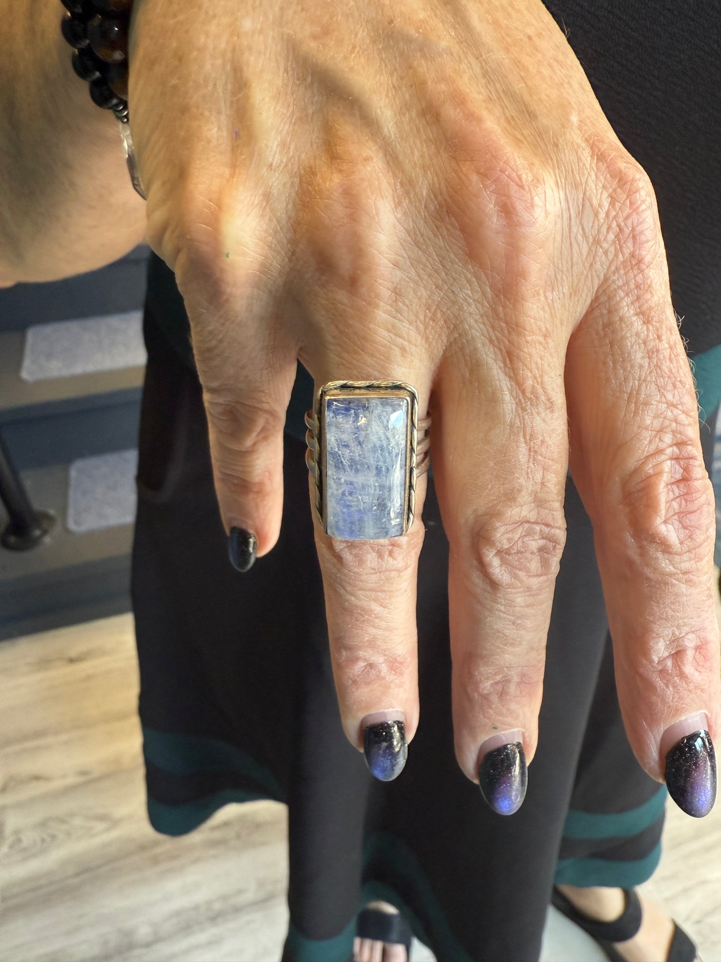 Blue moon Emarald Sterling Ring