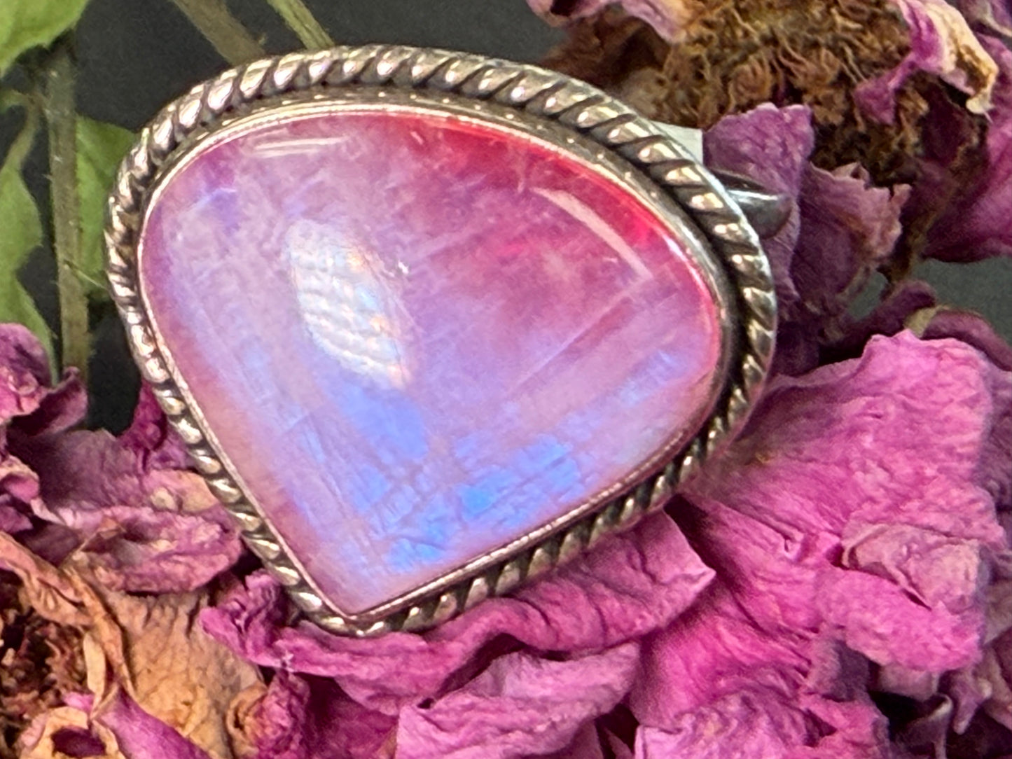 Pink or Blue Moonstone Rings | Sterling Silver - Cozy Coven