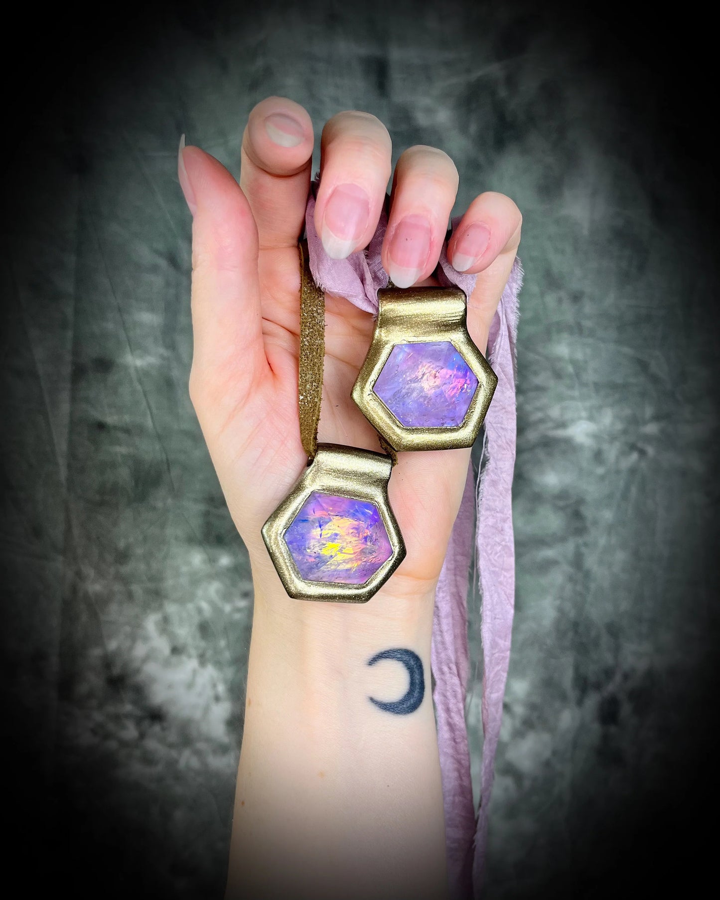 Amethyst Mermaid Gold Talisman Necklace