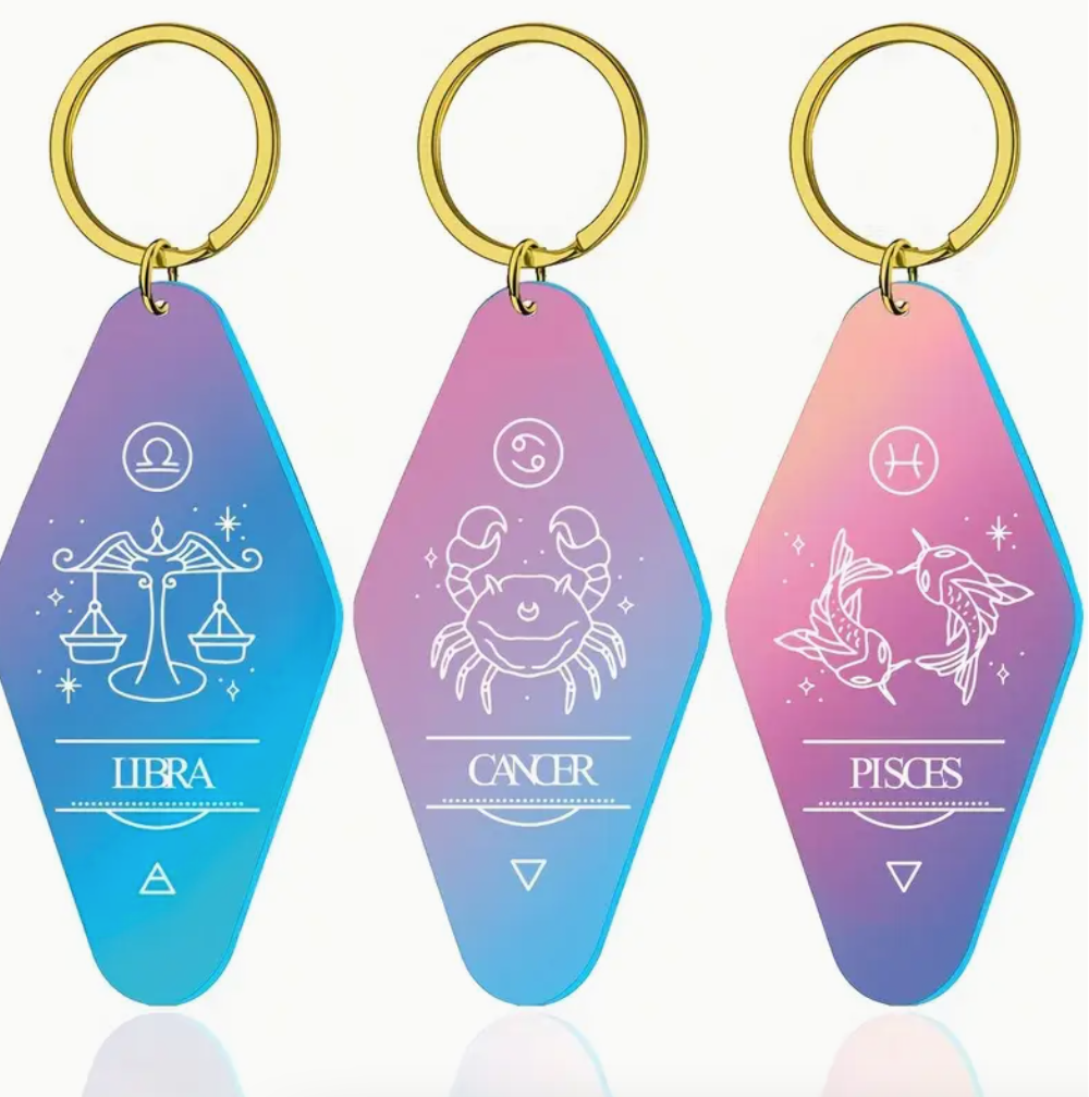 Holographic Astrology Motel Keychains Horoscope Bag Charms