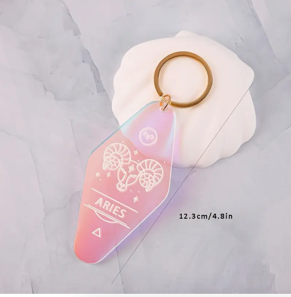 Holographic Astrology Motel Keychains Horoscope Bag Charms