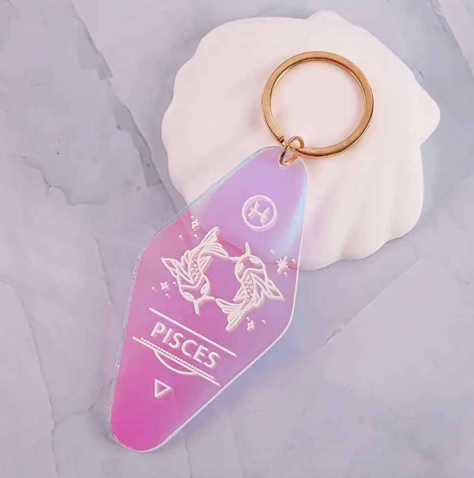 Holographic Astrology Motel Keychains Horoscope Bag Charms