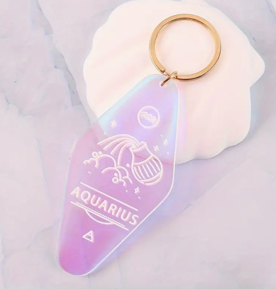 Holographic Astrology Motel Keychains Horoscope Bag Charms
