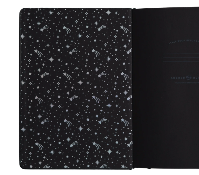 Lunar Veil Dot Grid Notebook A5 Black Paper| Archer & Olive Halloween 2025