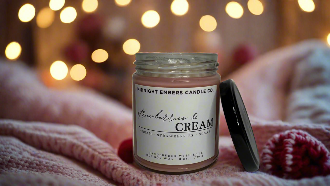 8 oz. | Strawberries & Cream | Clear Jar | Soy Wax