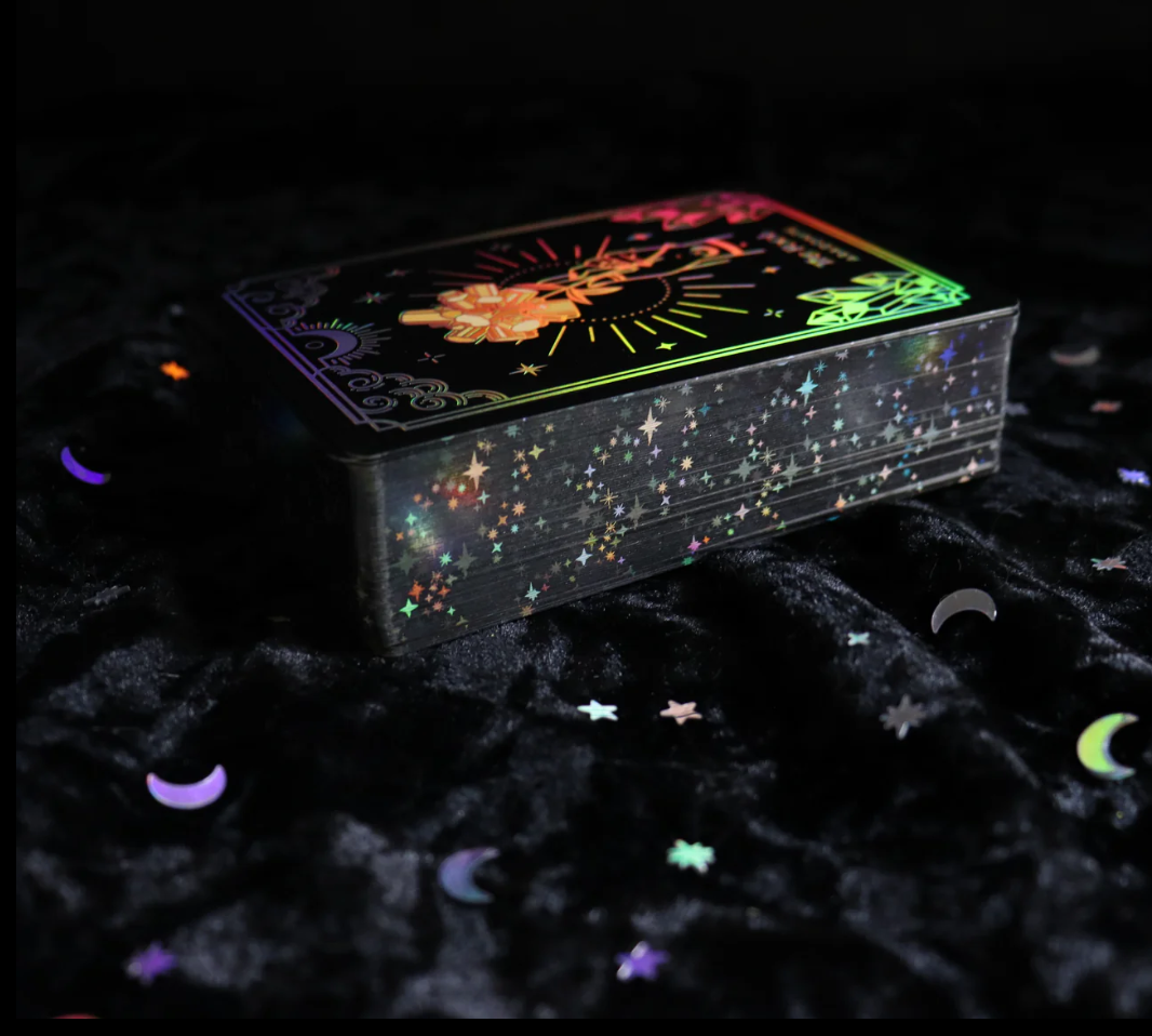 MINI Silver Crystalstruck Tarot - LIMITED RELEASE Holographic 78 card deck- By Moonstruck Crystals Art by Kara Pavlik