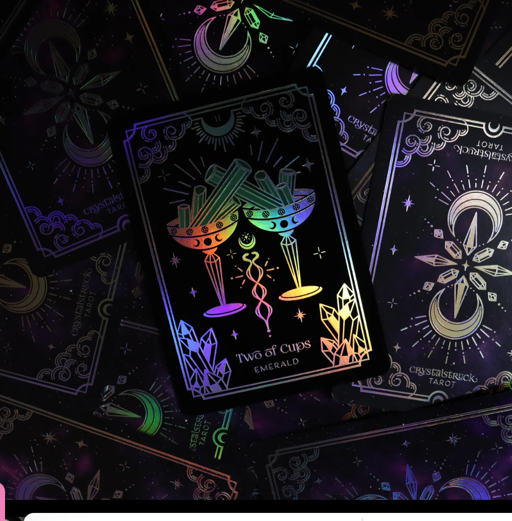 MINI Silver Crystalstruck Tarot - LIMITED RELEASE Holographic 78 card deck- By Moonstruck Crystals Art by Kara Pavlik