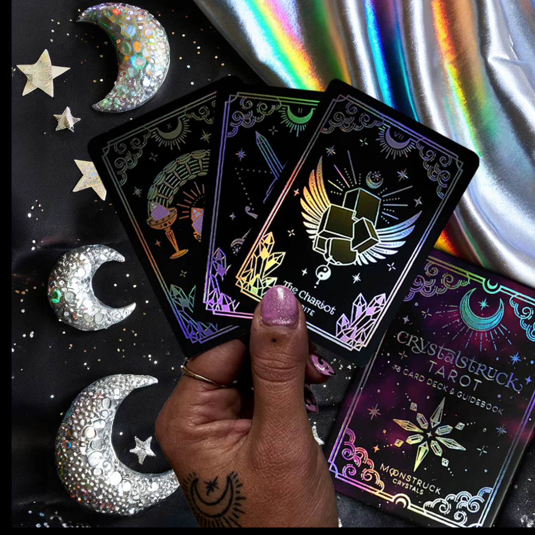 MINI Silver Crystalstruck Tarot - LIMITED RELEASE Holographic 78 card Cozy Coven MINI Silver Crystalstruck Tarot - LIMITED RELEASE Holographic 78 card Cozy Coven