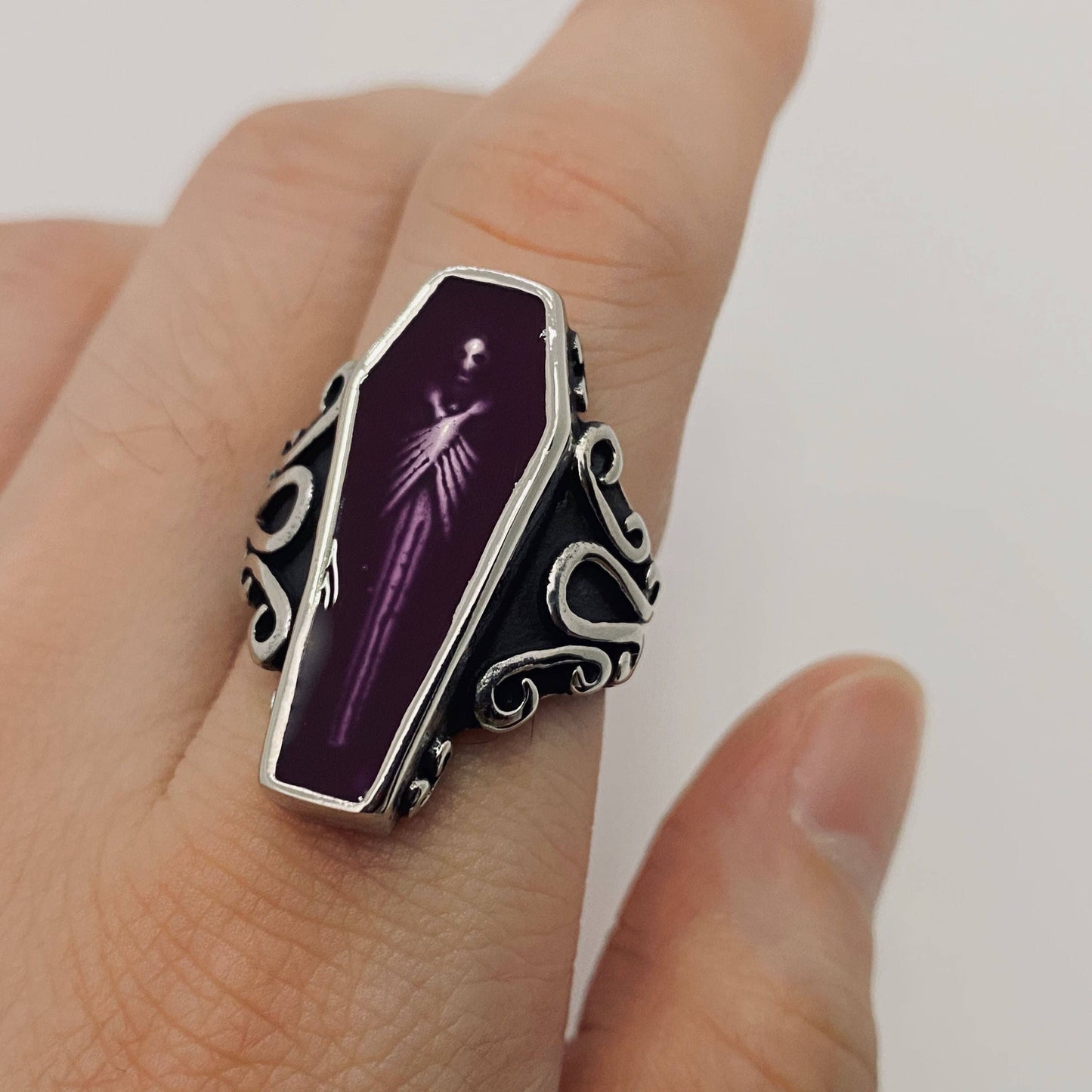 Skull Series Zombie Coffin Stainless Steel Ring Gift