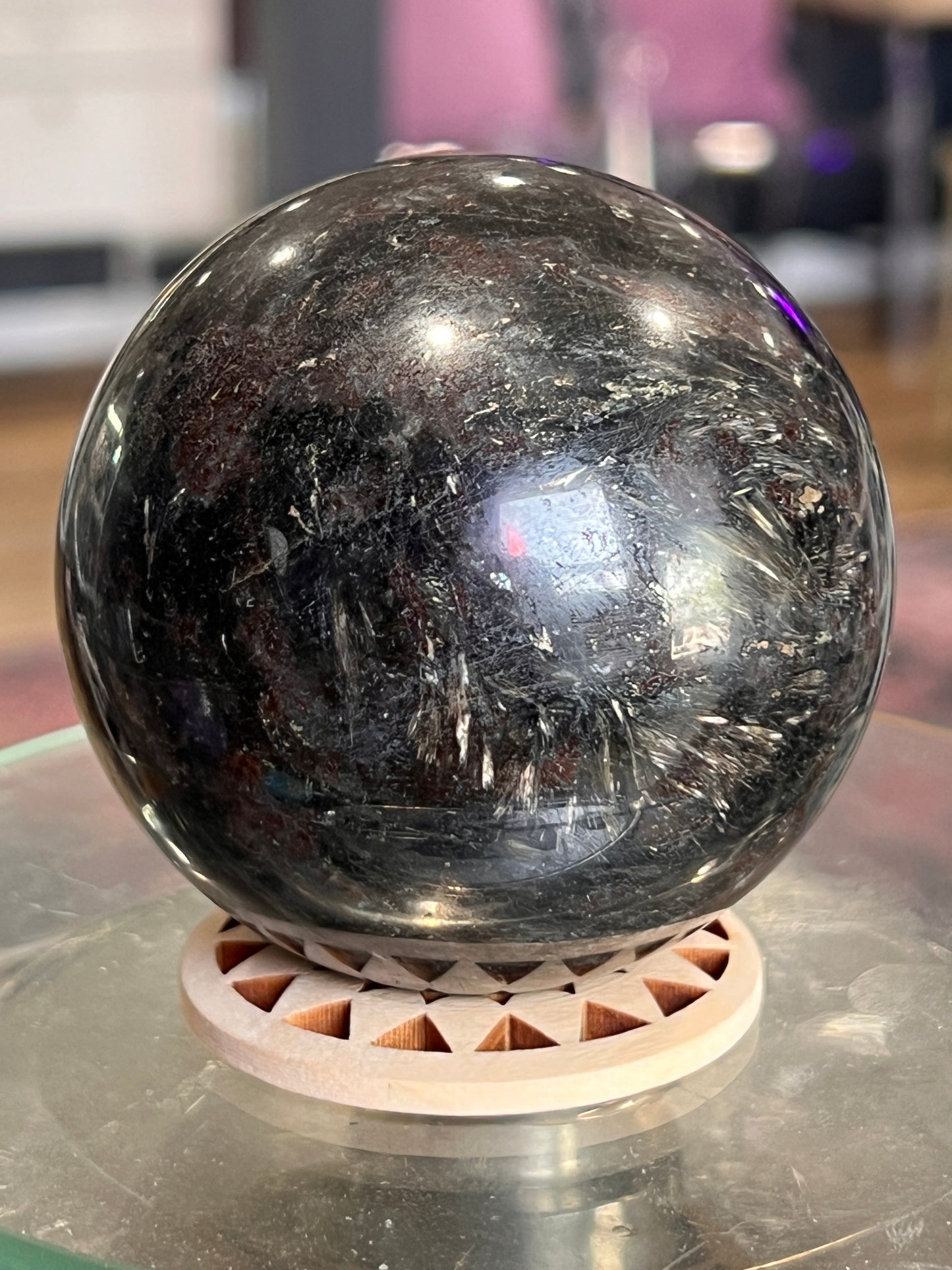 Astrophyllite / Garnet Sphere - Cozy Coven