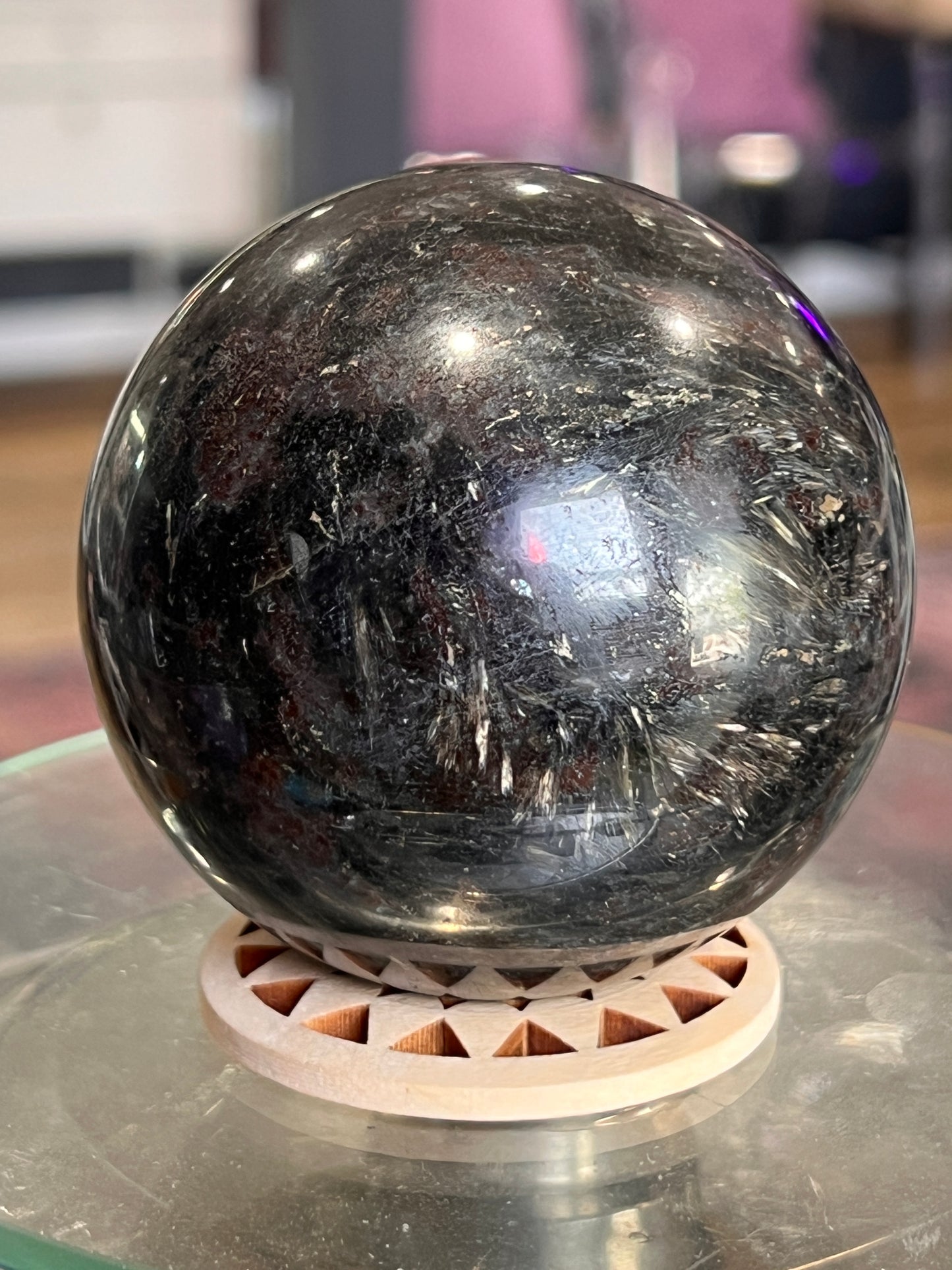 Astrophyllite / Garnet Sphere - Cozy Coven