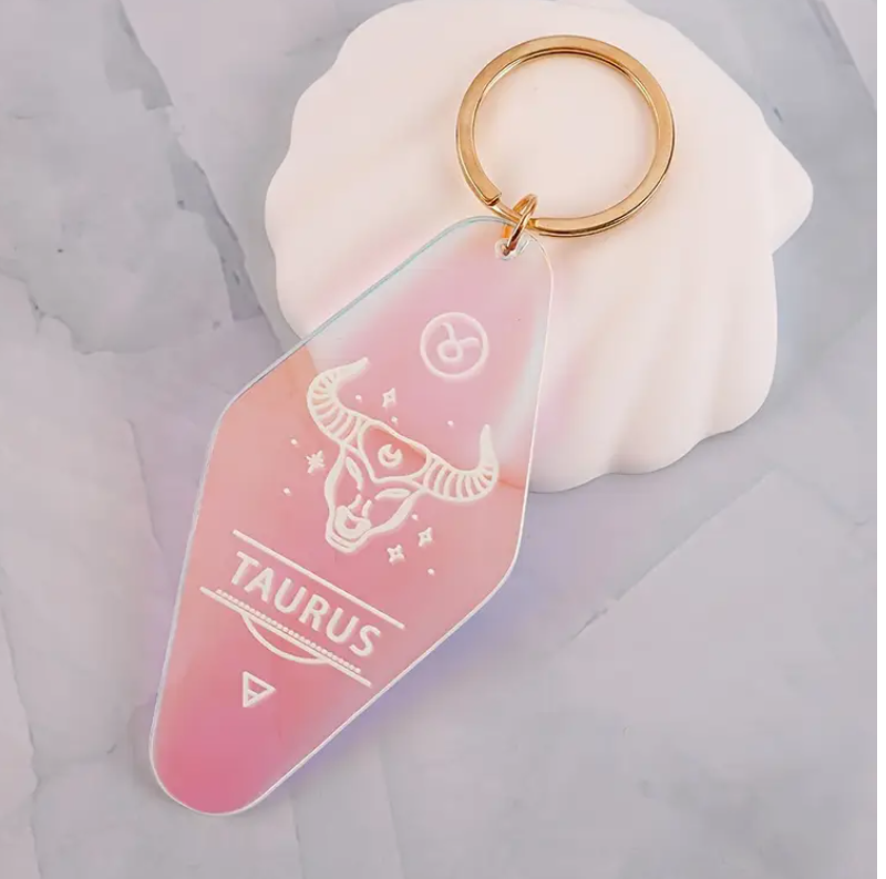 Holographic Astrology Motel Keychains Horoscope Bag Charms