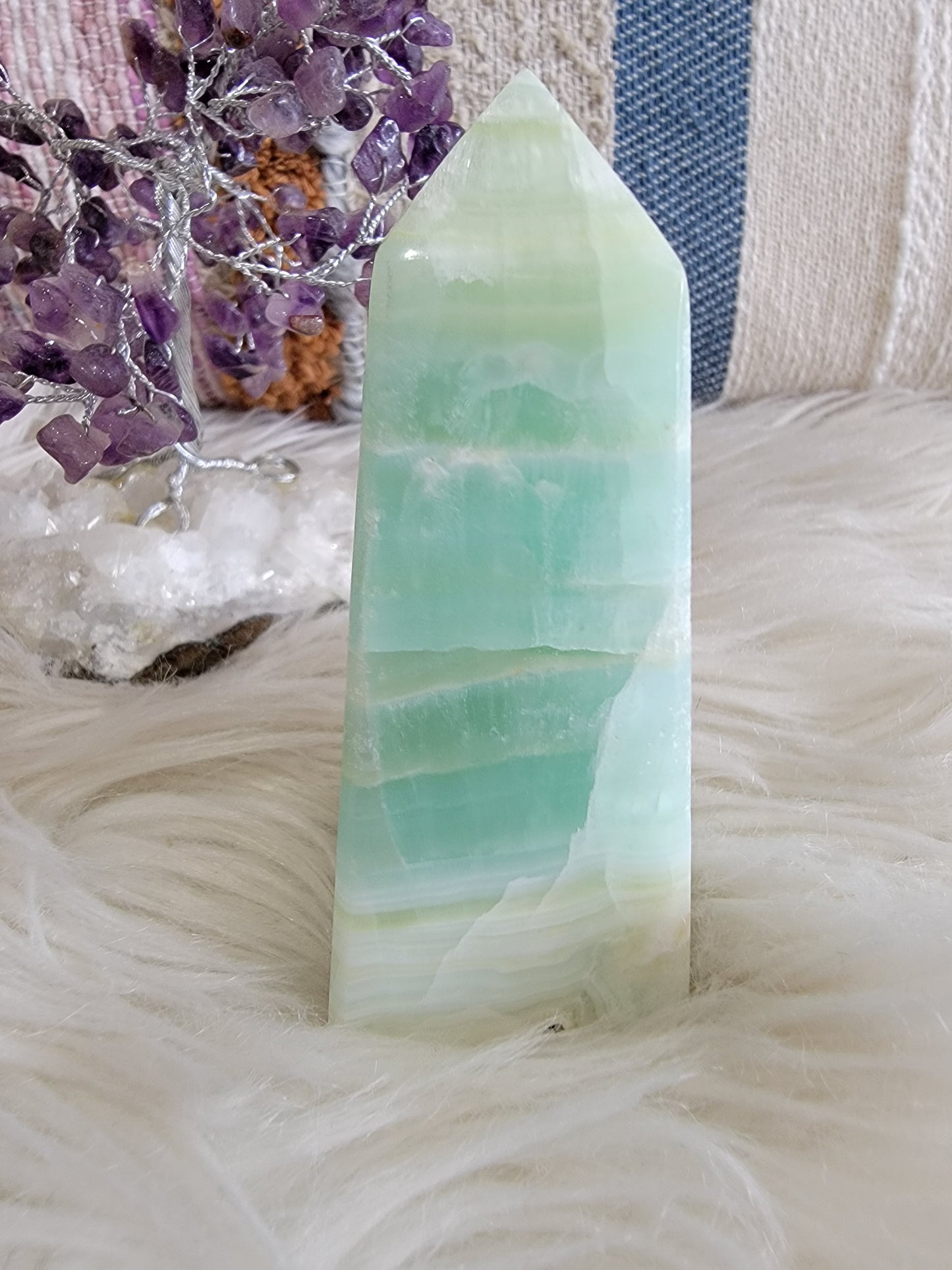 Pistachio Calcite tower (D) - The Healing Collective NY