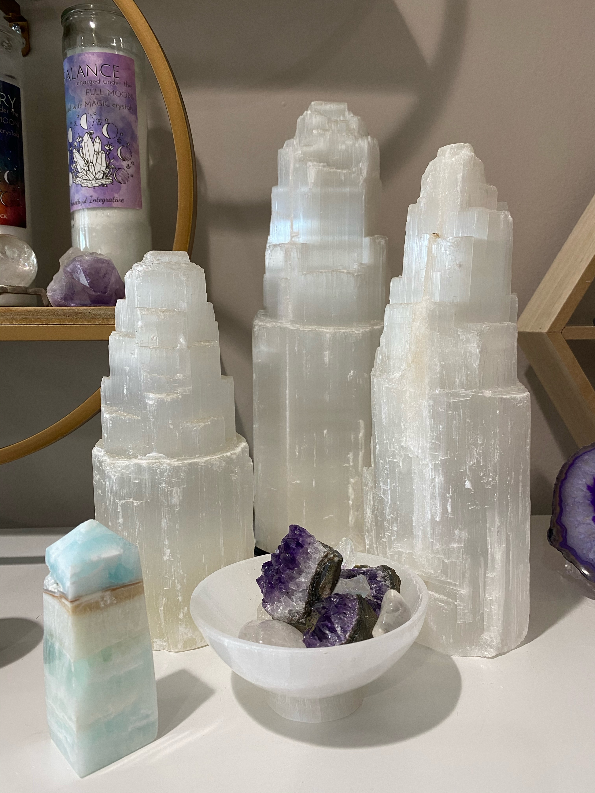 Selenite Tower Lamps