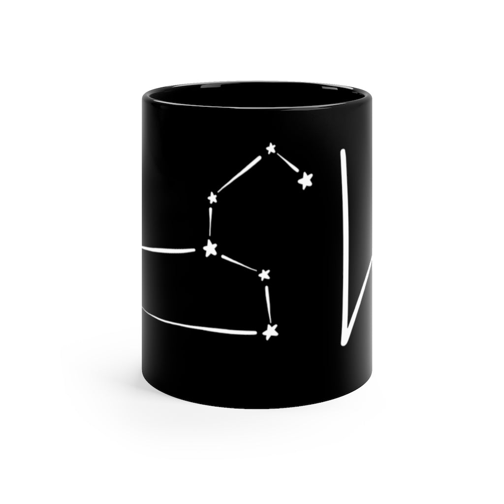 Leo Astrological Sign with Constellation Black Mug - Cozy Coven