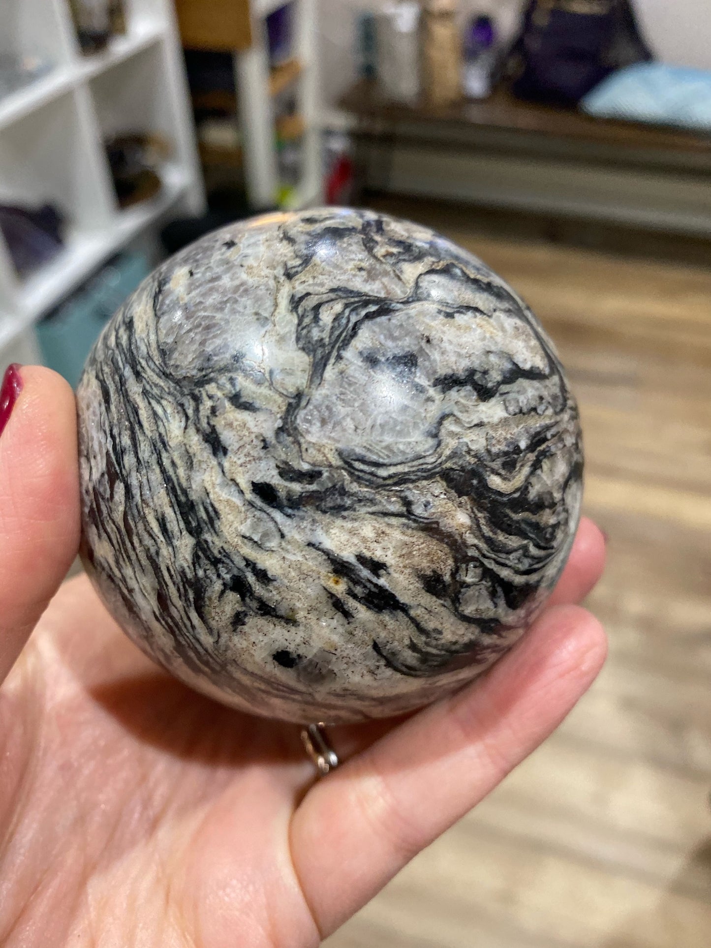 Zebra Calcite / Aragonite Sphere - The Healing Collective NY