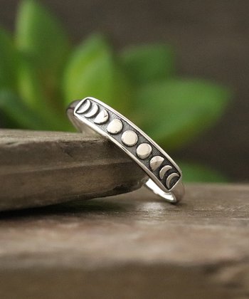 Sterling Silver Oxidized Embossed Moon Phase Ring - The Healing Collective NY