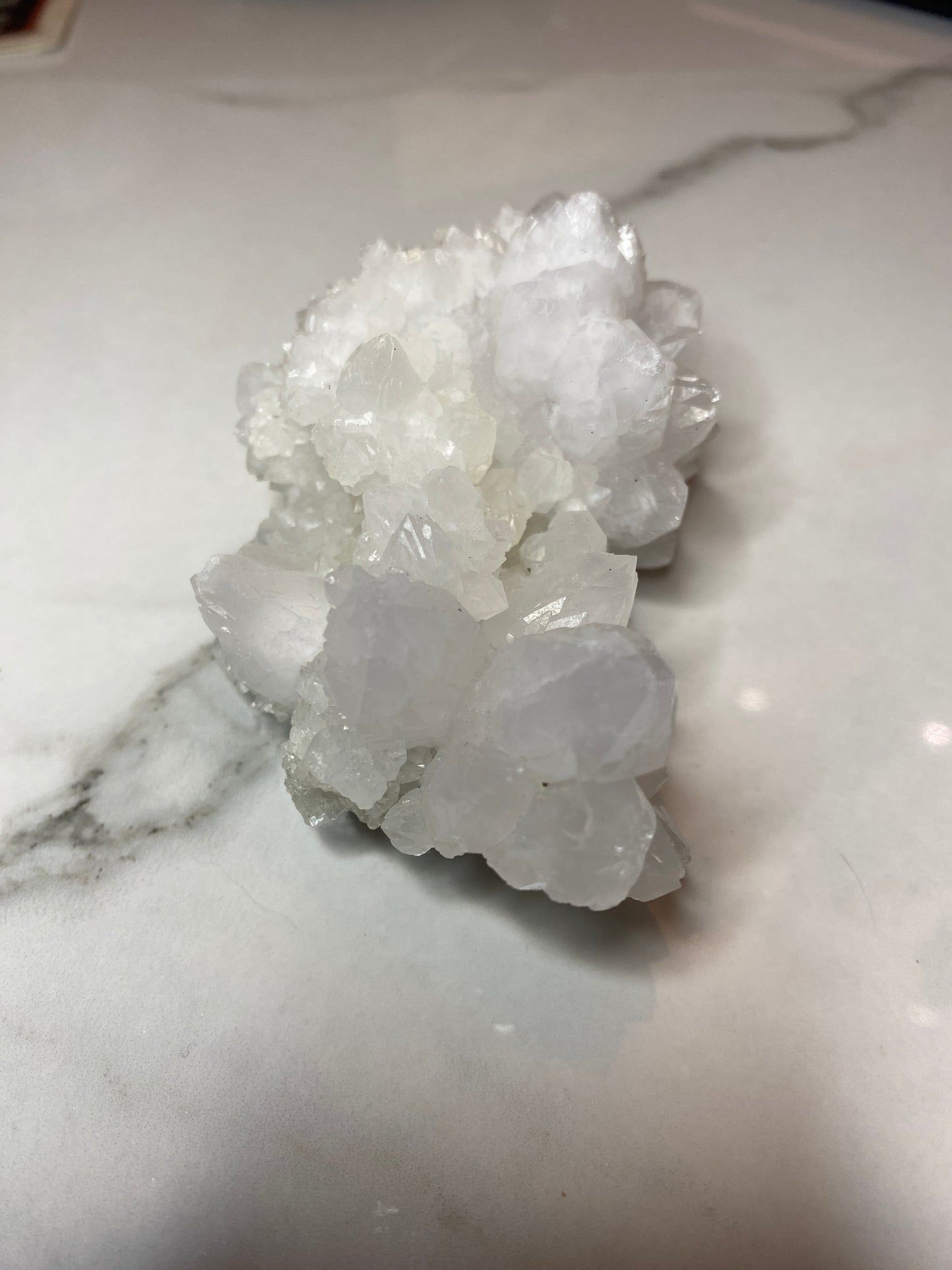 Moroccan Quartz Crystal Geode Cluster | Sugar Quartz | Healing Crystals Energy Stones | Rocks and Minerals | Mineral Specimen - Snow White