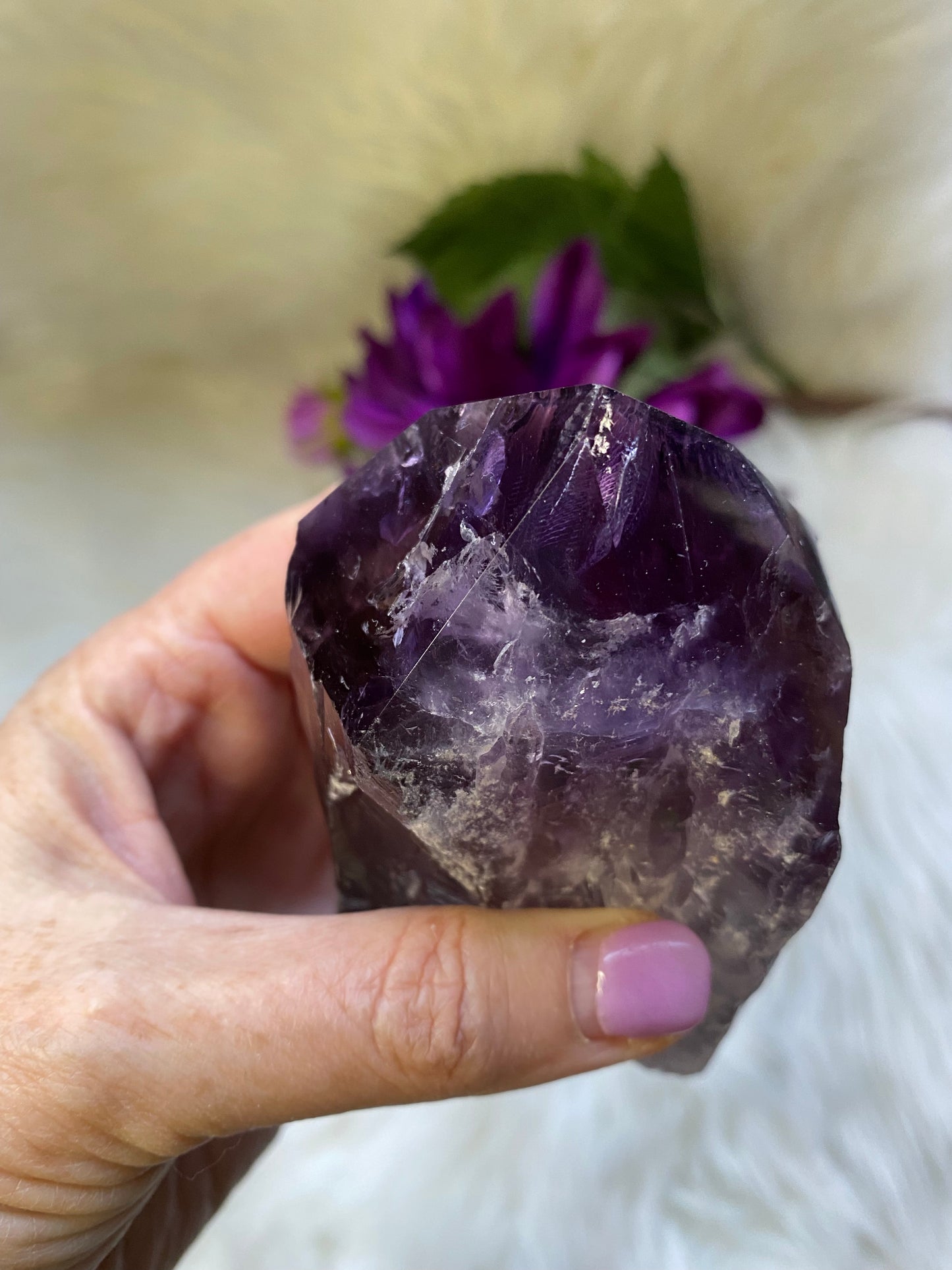 Phantom Amethyst Root Point / Rough Sides Polished Top/ Generator D368 - The Healing Collective NY