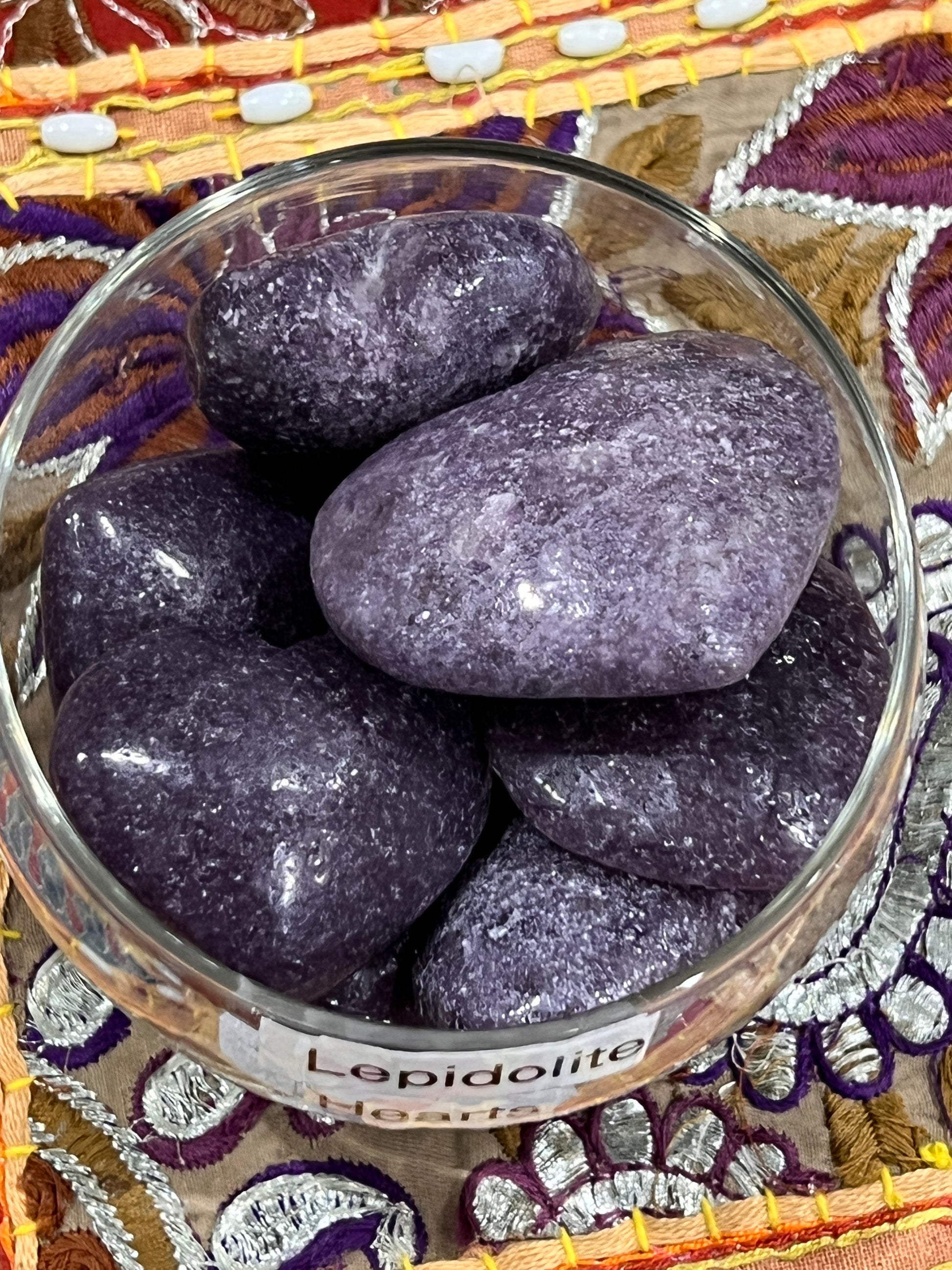 Lepidolite heart palm stone - The Healing Collective NY