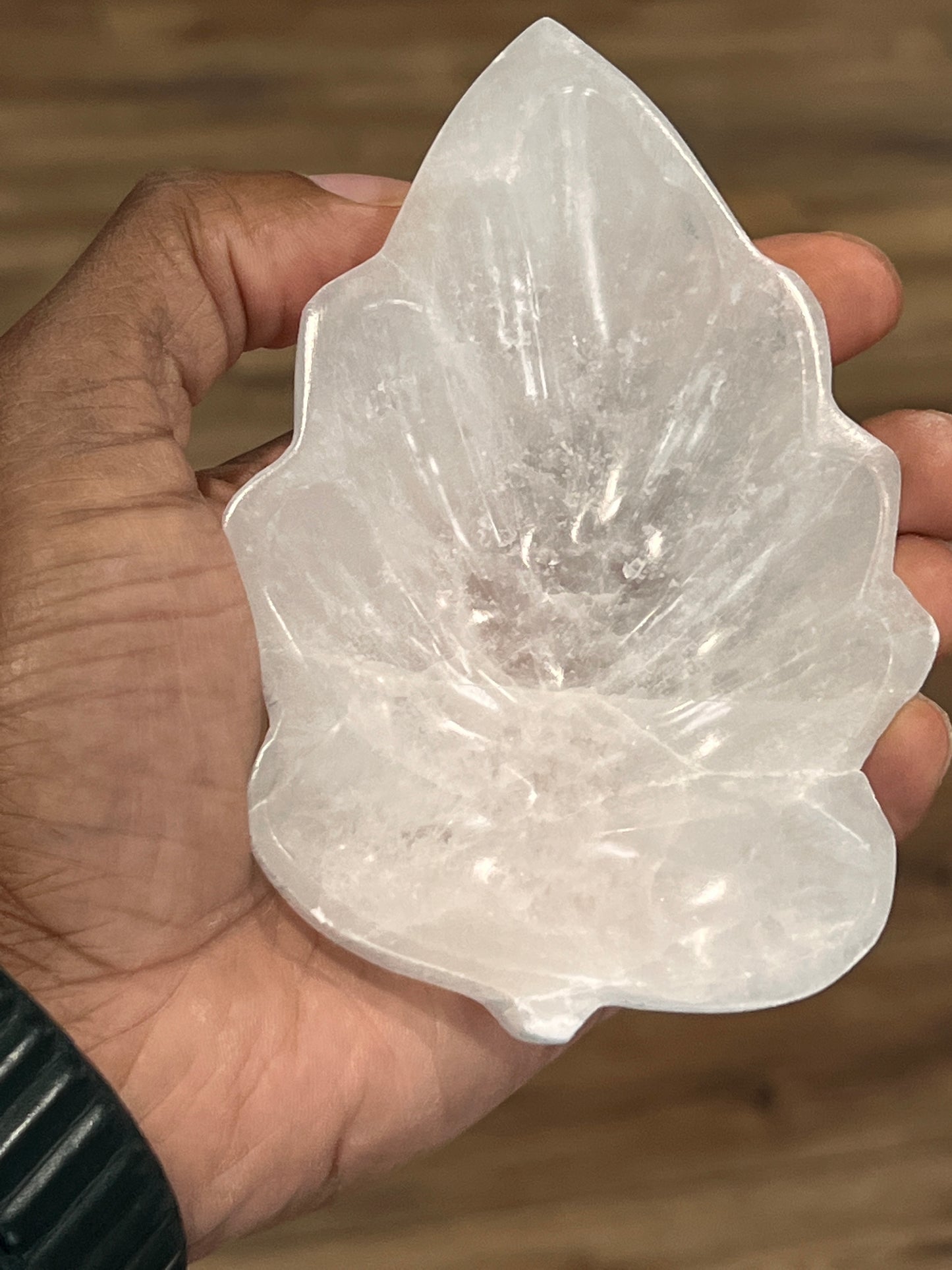 Selenite leaf bowl