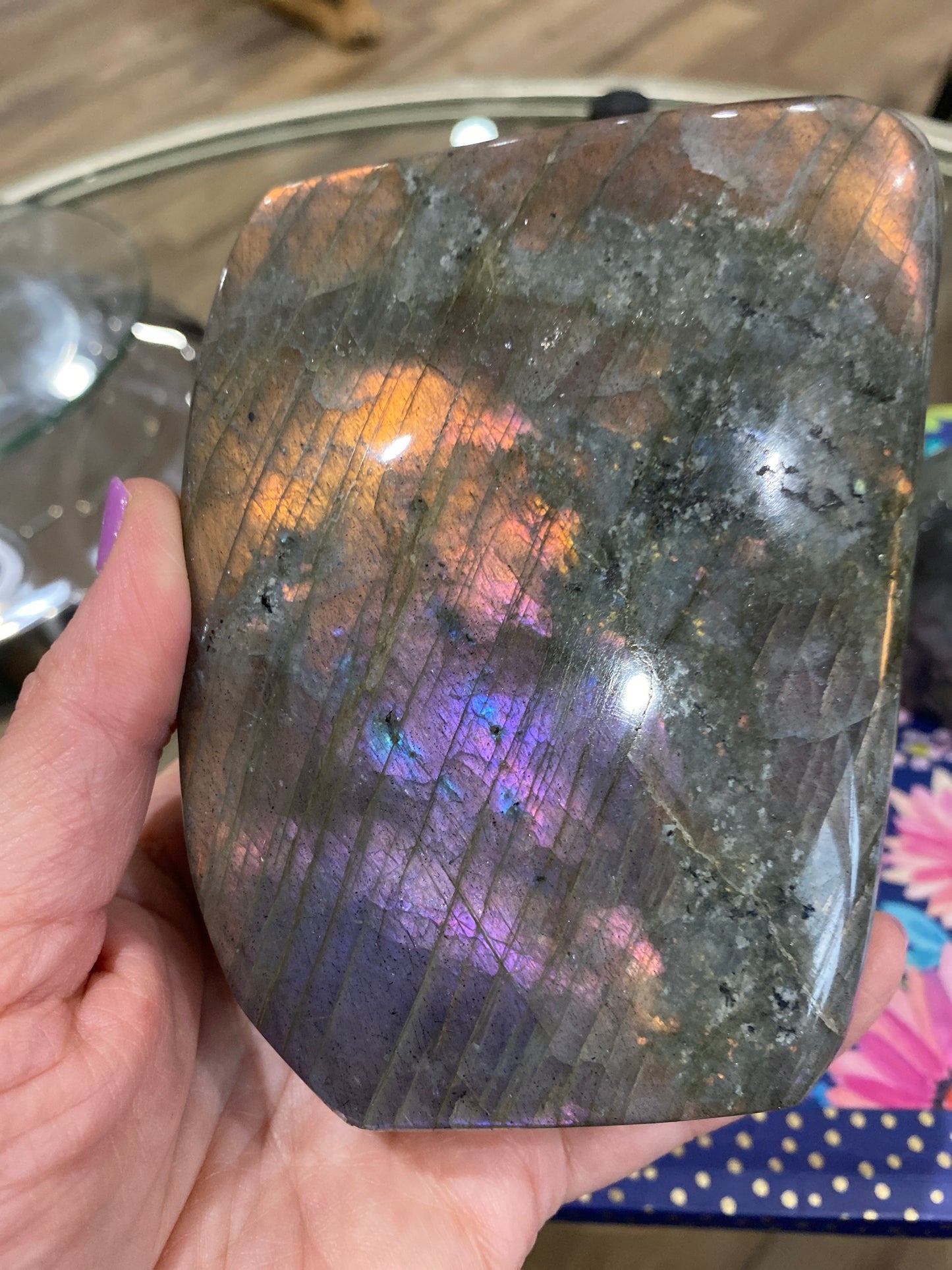 Rare Orange and Pink Flash Labradorite Free Form - The Healing Collective NY