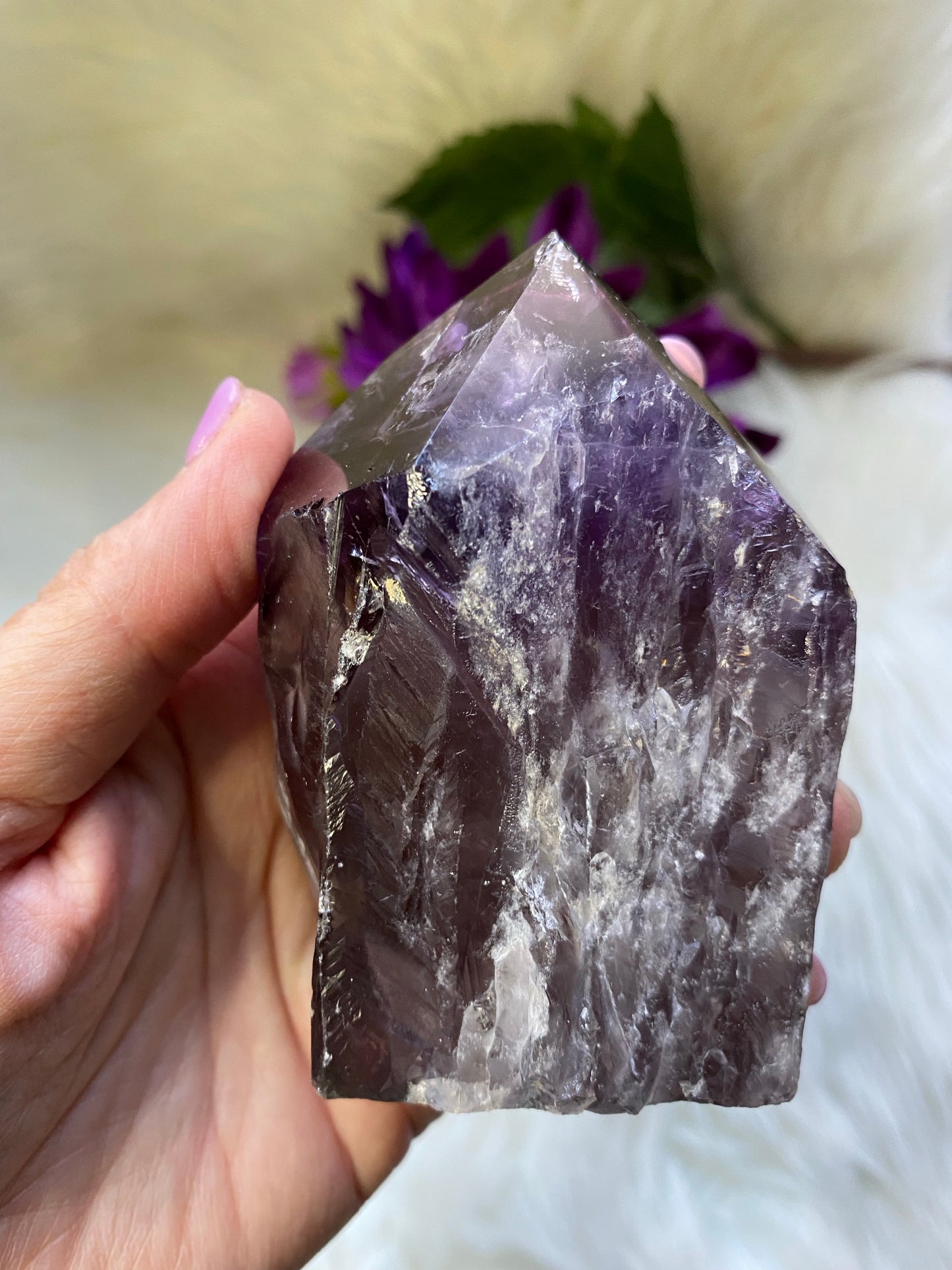 Phantom Amethyst Root Point / Rough Sides Polished Top/ Generator D368 - The Healing Collective NY