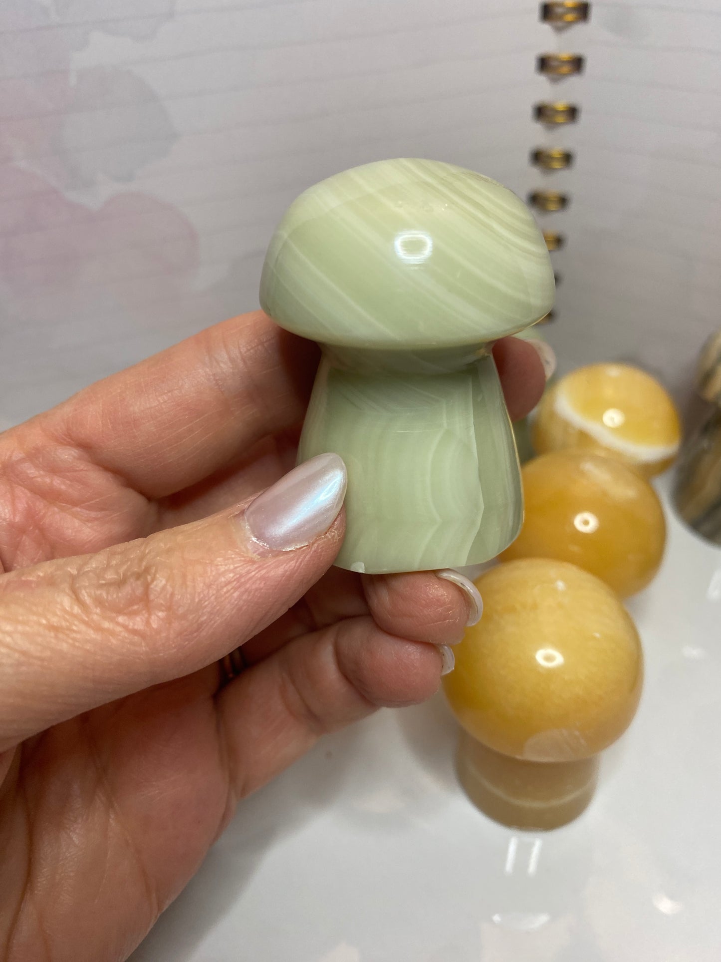 Mixed Mushrooms 🍄- Orange Calcite, Pistachio Calcite, Bumblebee Jasper