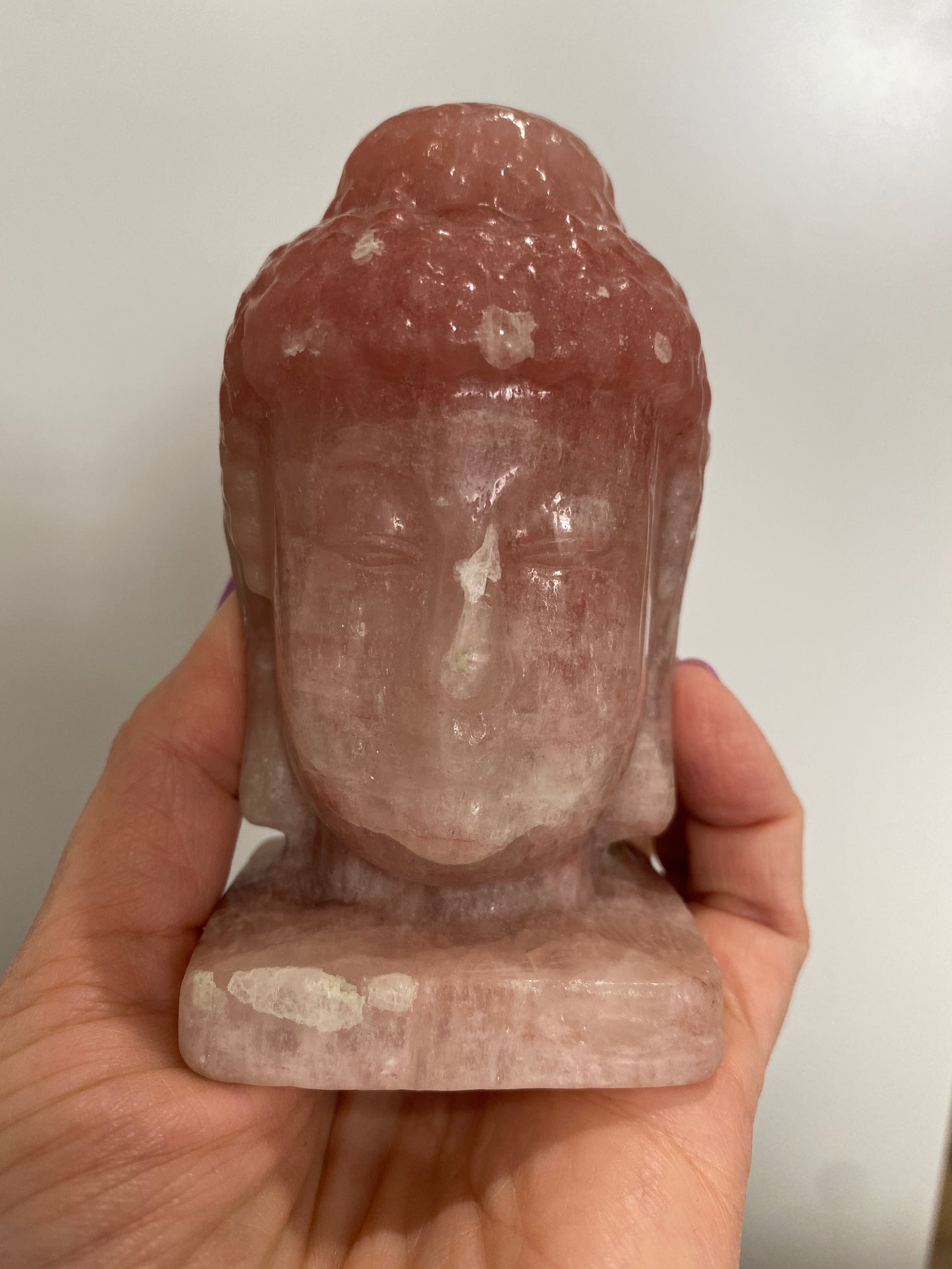 Strawberry Quartz Buddha Head Carving - The Healing Collective NY