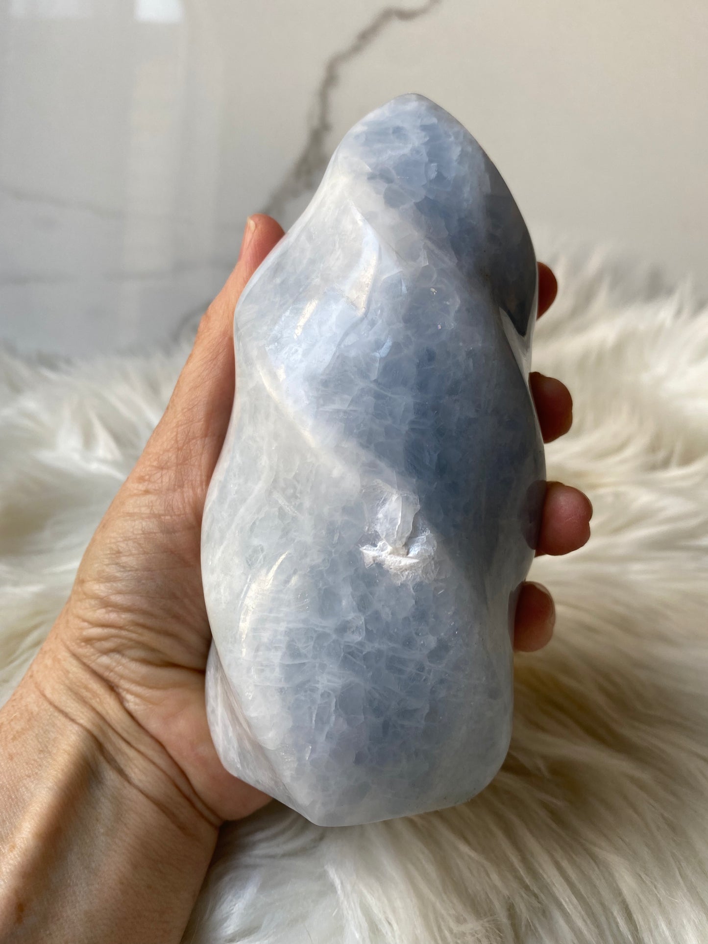 Blue Calcite Flame Tower- Large 2.4 Pounds (B)