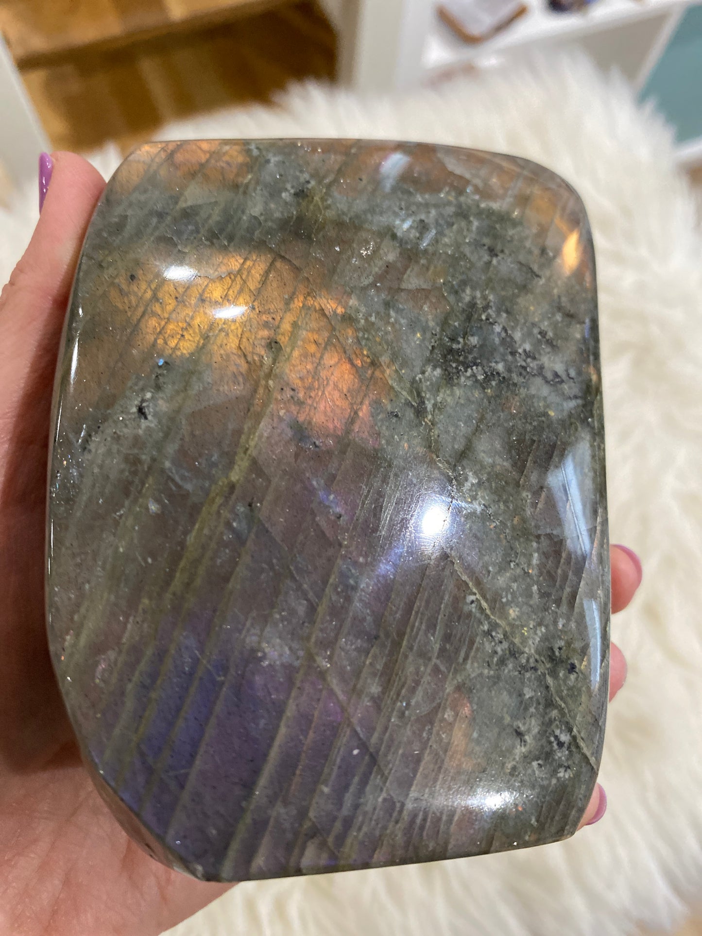 Rare Orange and Pink Flash Labradorite Free Form - The Healing Collective NY