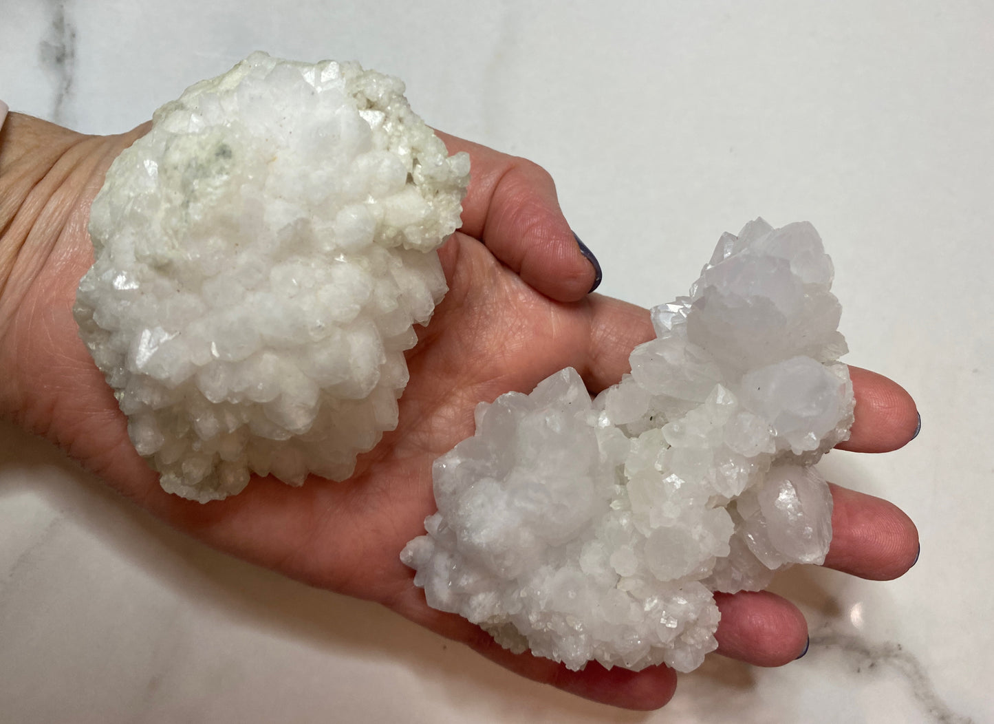 Moroccan Quartz Crystal Geode Cluster | Sugar Quartz | Healing Crystals Energy Stones | Rocks and Minerals | Mineral Specimen - Snow White